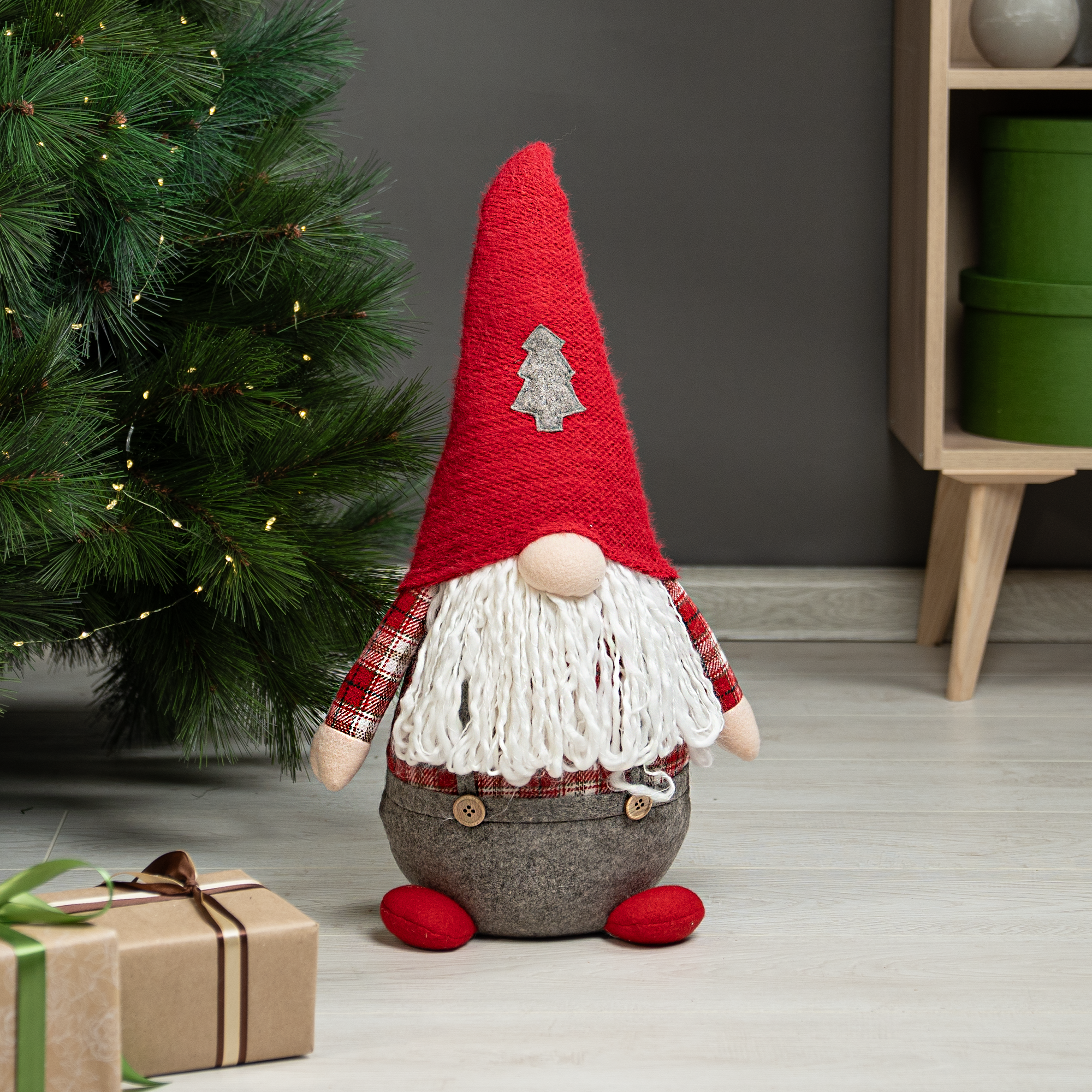 Изображение товара Декоративная новогодняя фигура Гном 30 см красный KREAFORTA для праздника
