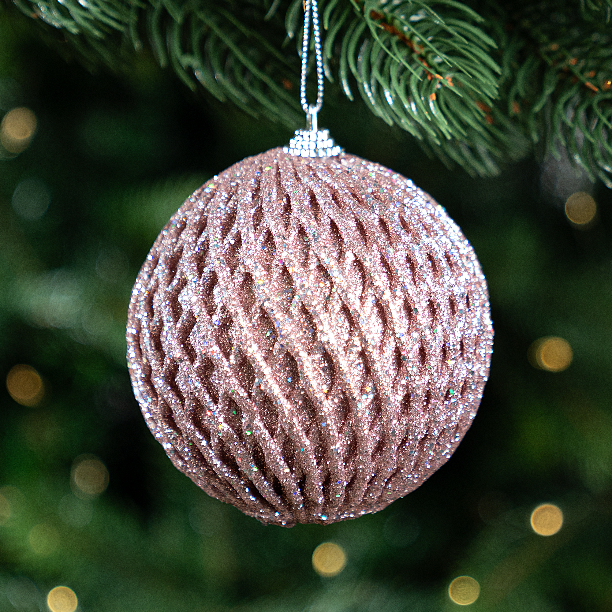 Изображение товара Шар елочный ажурный KREAFORTA ø10 см розовый новогодняя игрушка