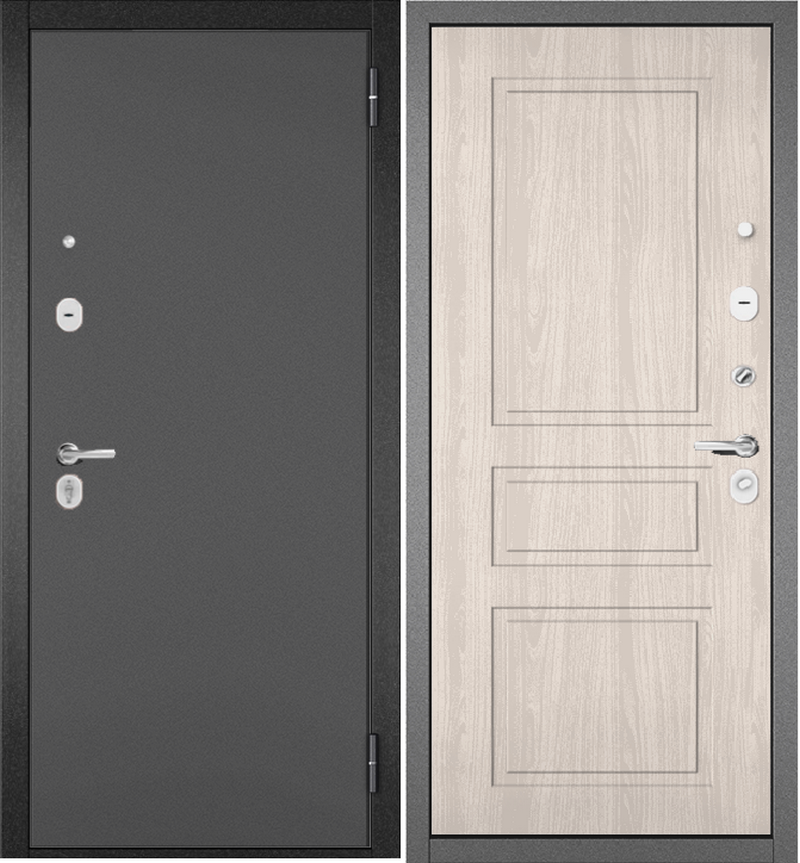 Изображение товара Входная дверь Эталон Trust Eco 2 левый 205x96см цвет антрацит букле/ясень ривьера крем