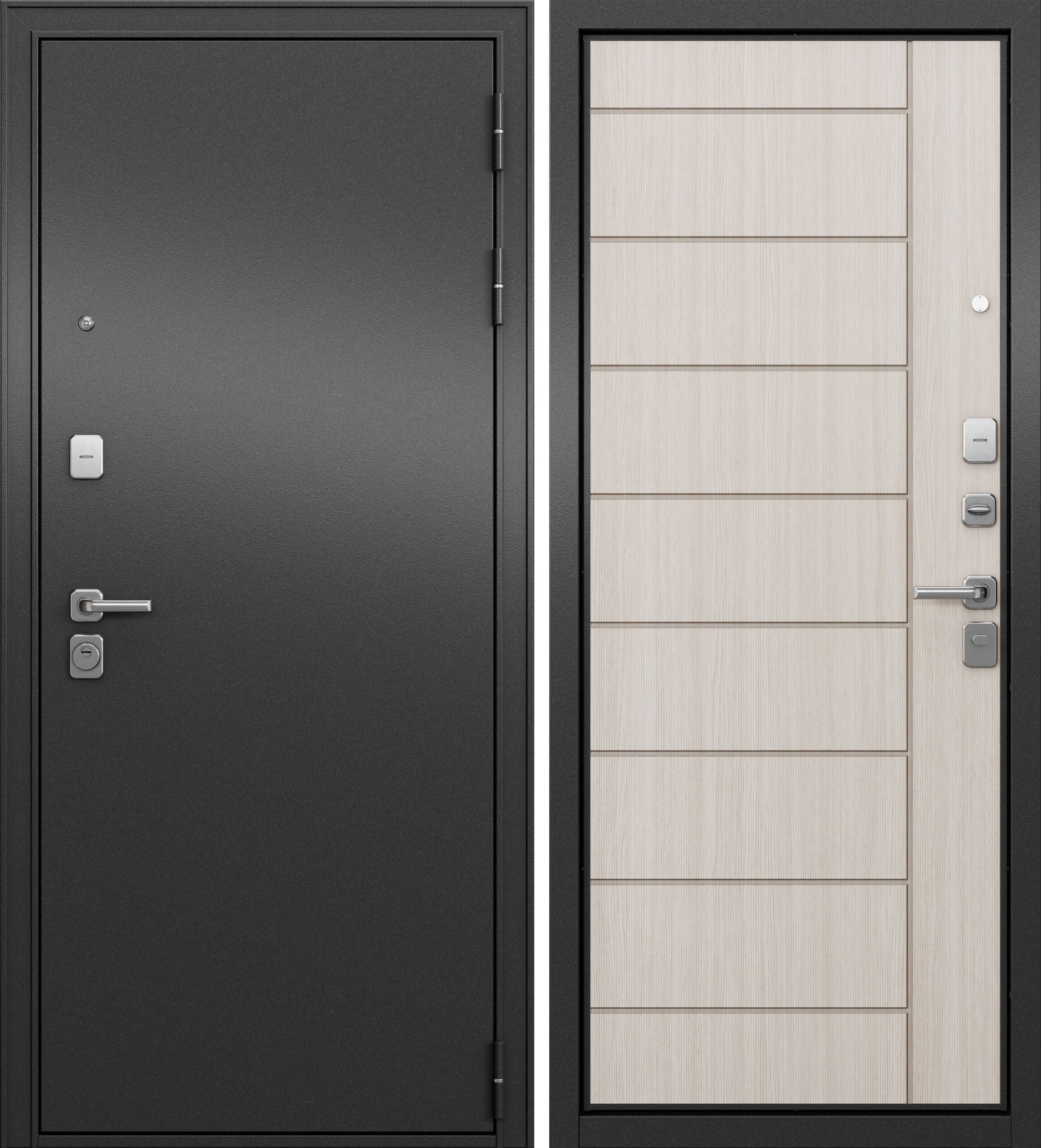 Изображение товара Входная дверь Эталон Trust Mass 136 правый 205x86см цвет антрацит букле/ларче бьянко