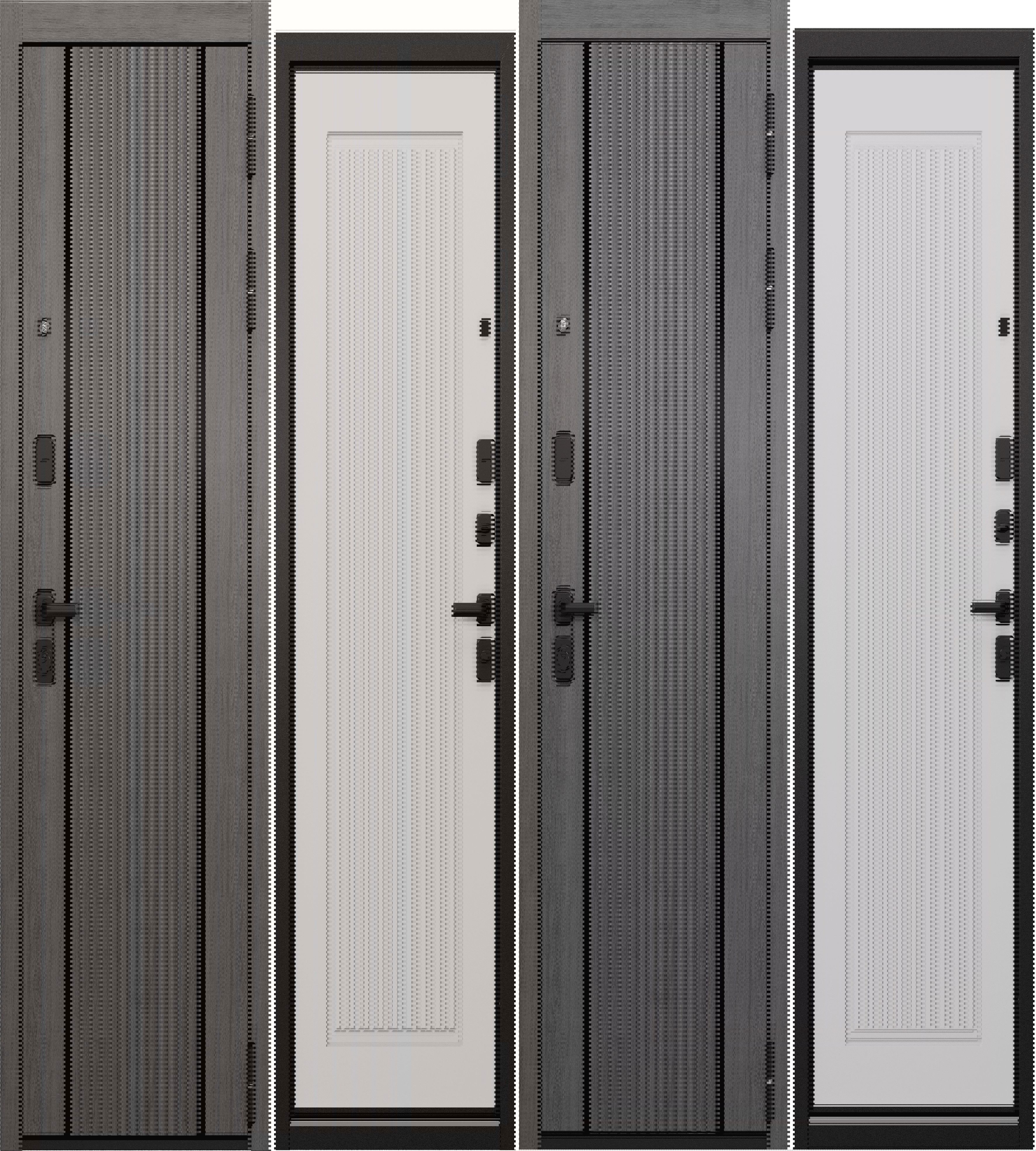 Изображение товара Входная дверь Эталон Trust Mass Si-6/197 левый 205x96см цвет дуб серый/черный муар металлик/белый софт