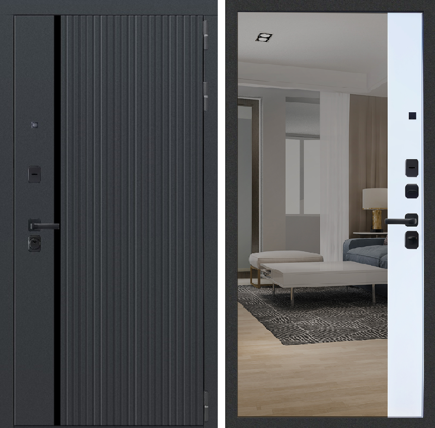 Изображение товара ЭТАЛОН Б-11: входная металлическая дверь 205x86 см, черный муар