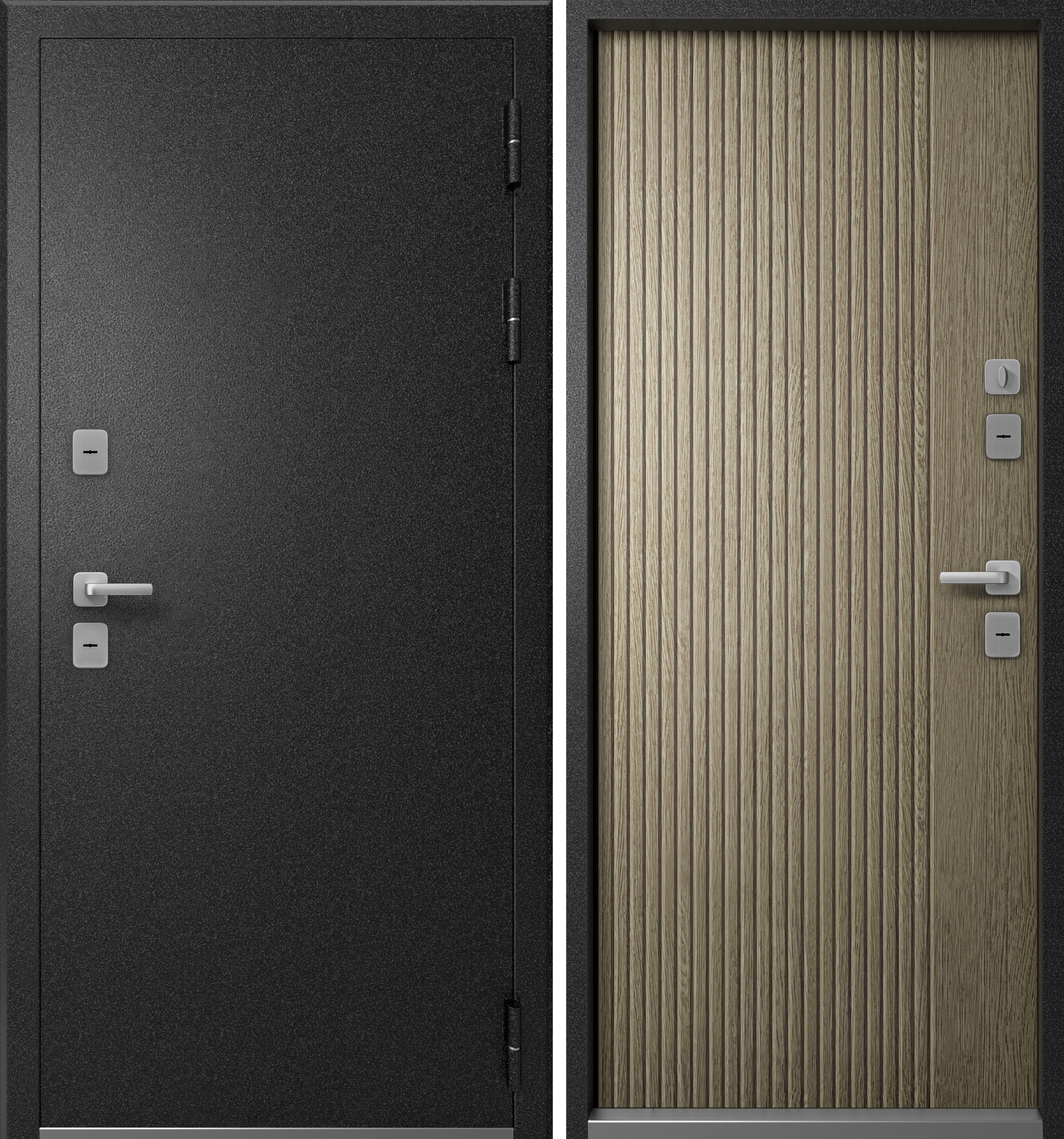 Изображение товара Входная дверь Эталон Термо-2 левый 205x96см цвет чёрный муар/астана табак