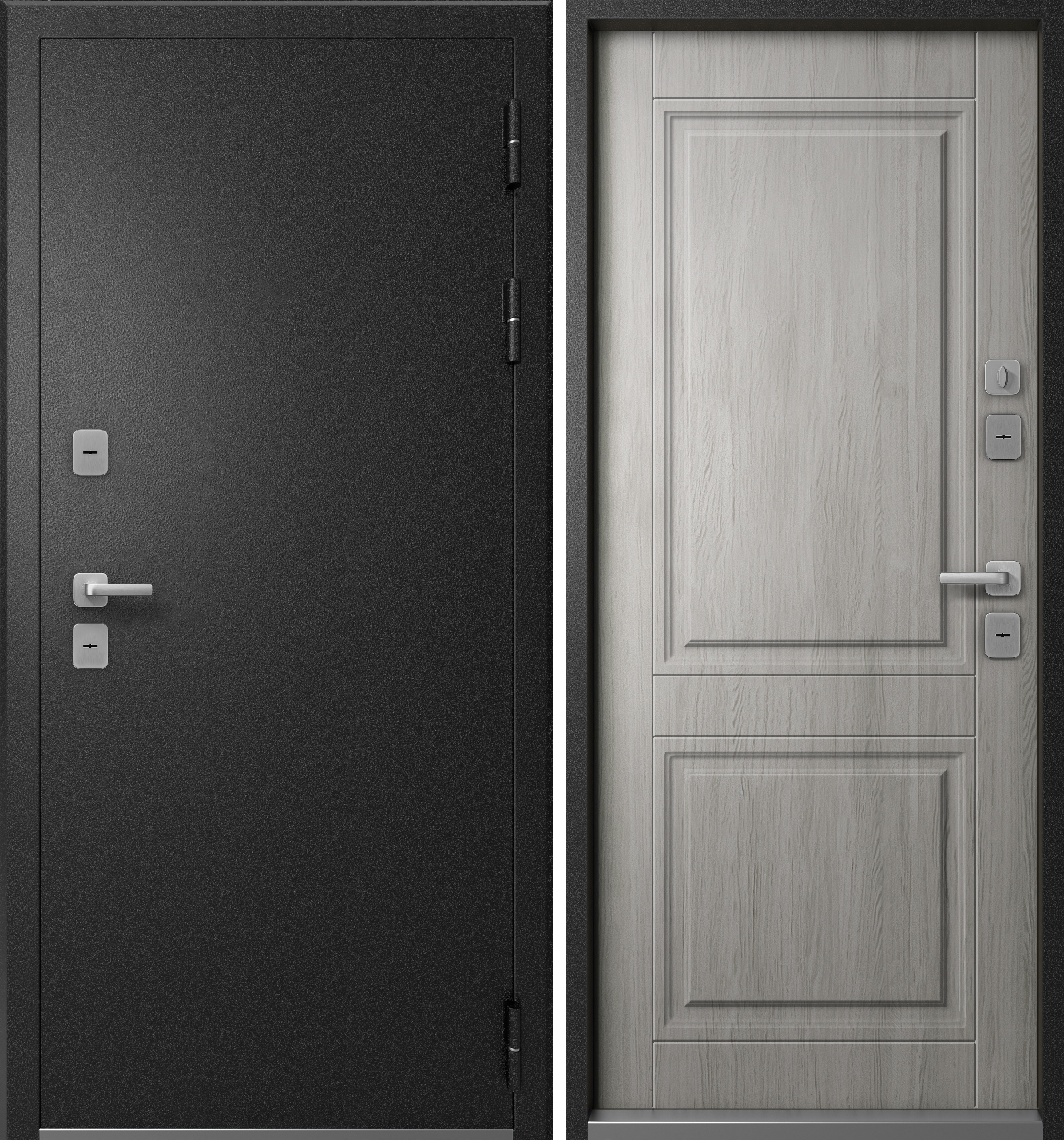 Изображение товара Входная дверь Эталон Термо-2 правый 205x86см цвет чёрный муар/дуб полярный