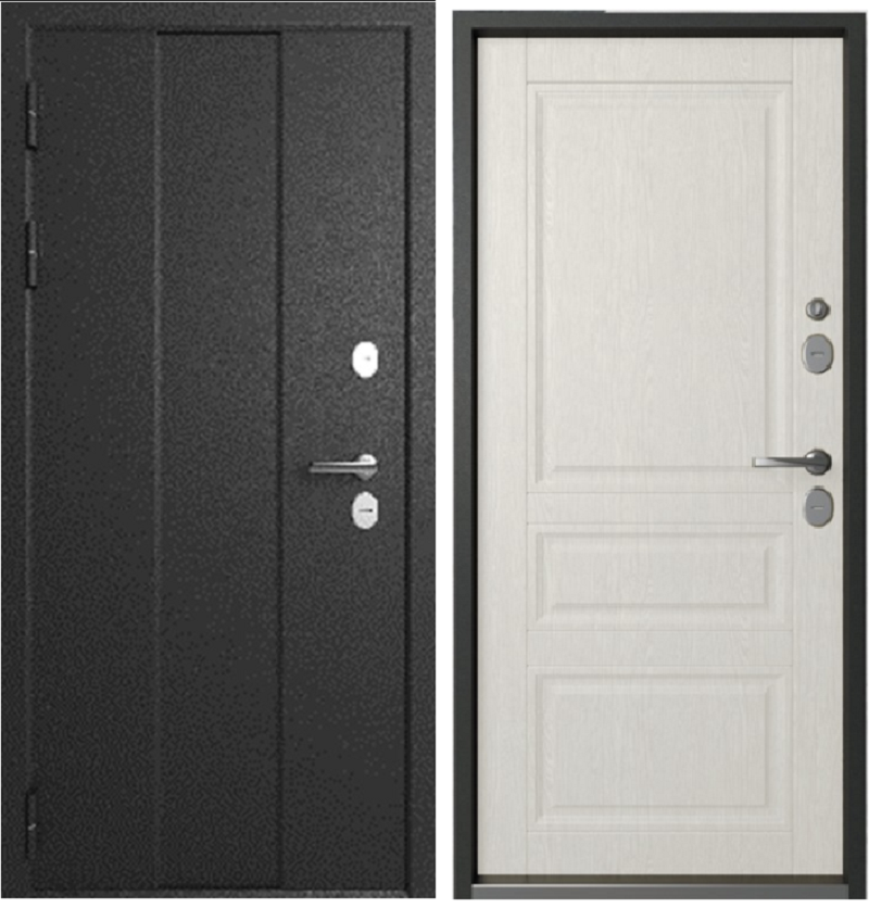 Изображение товара Входная дверь металлическая Эталон Термо-4 правый 205x86см цвет чёрный букле/астана эш уайт