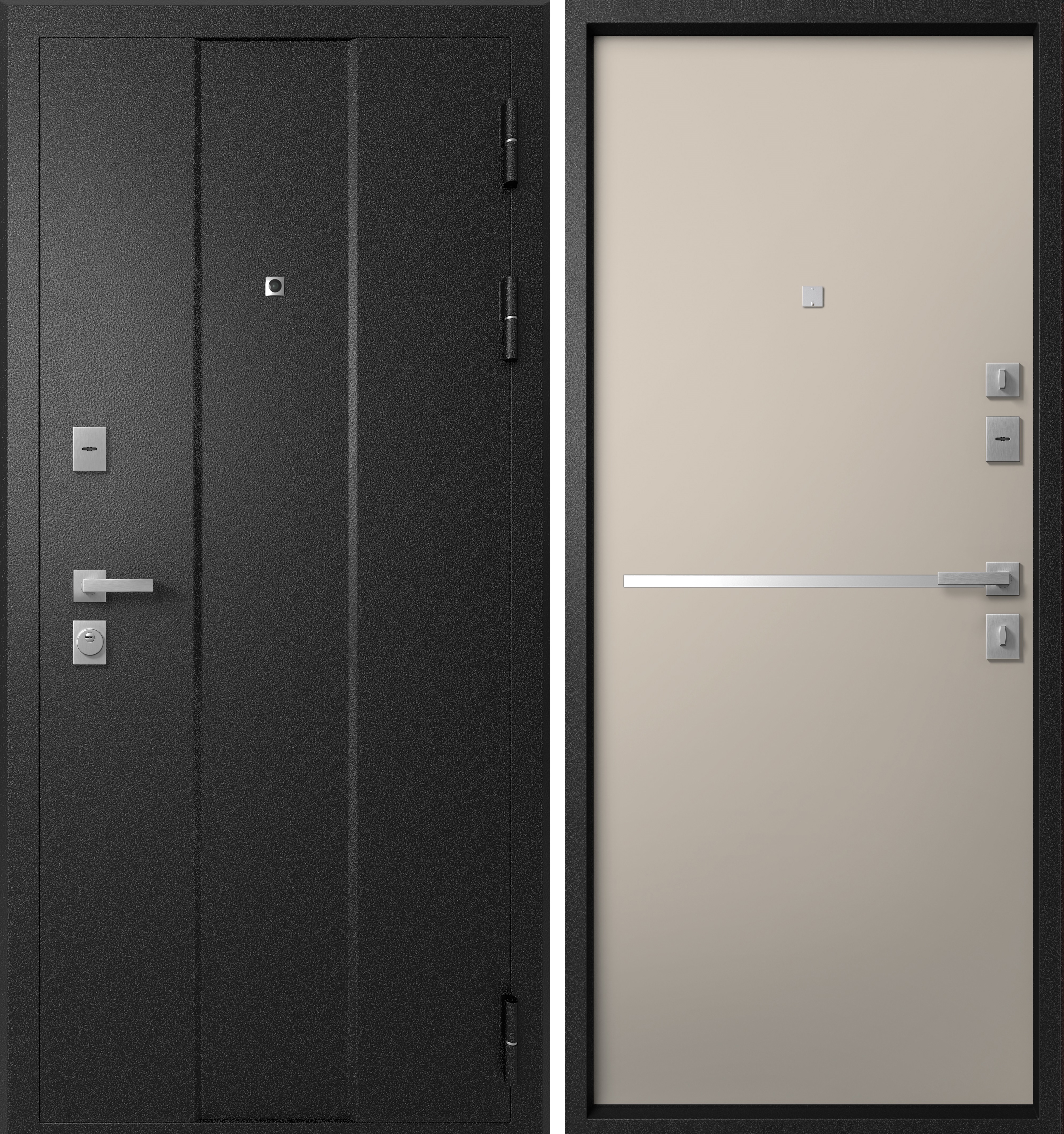 Изображение товара Входная дверь Эталон М-7 Левый, черный муар/мокко, 2050x860/960 мм, 3 контура уплотнения, 2 замка G