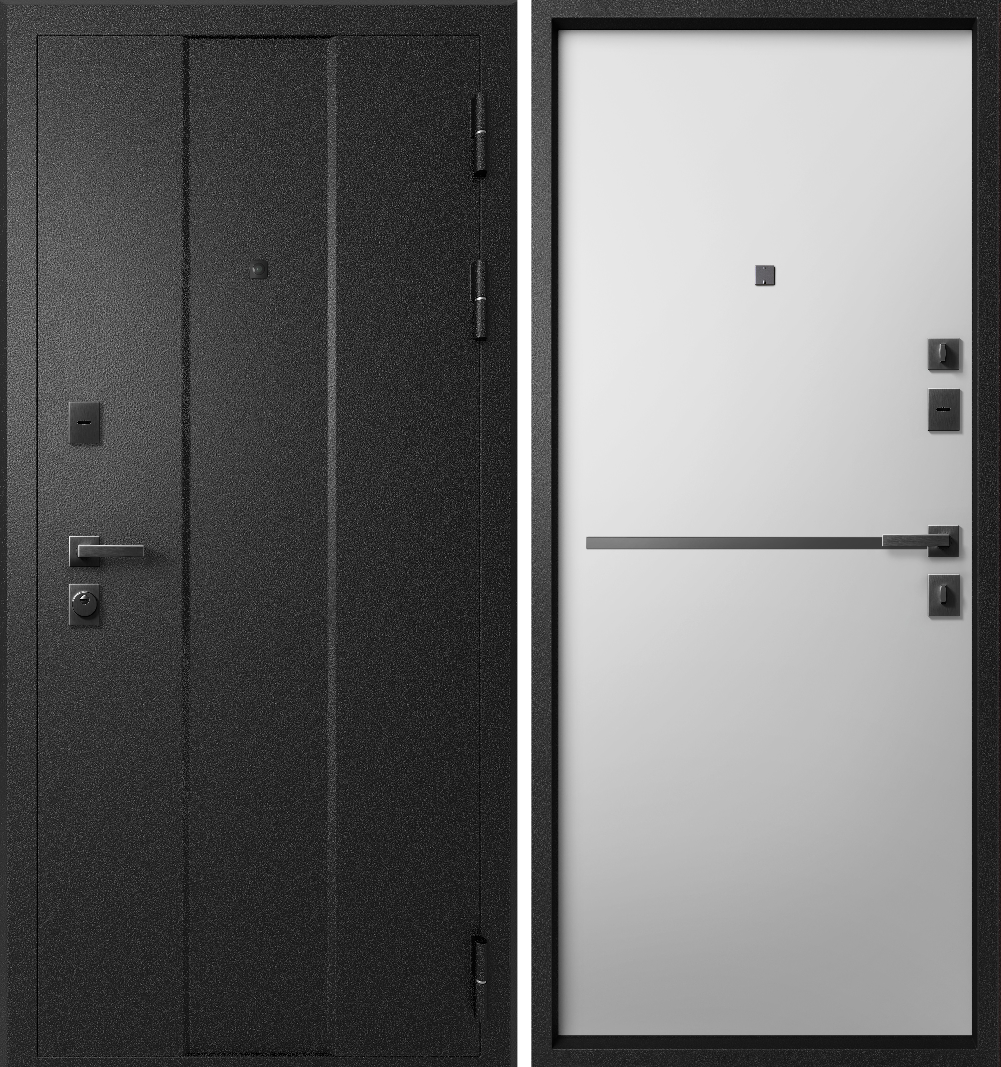 Изображение товара Эталон М-7 — стальная входная дверь для квартиры, черный муар/белый грунт