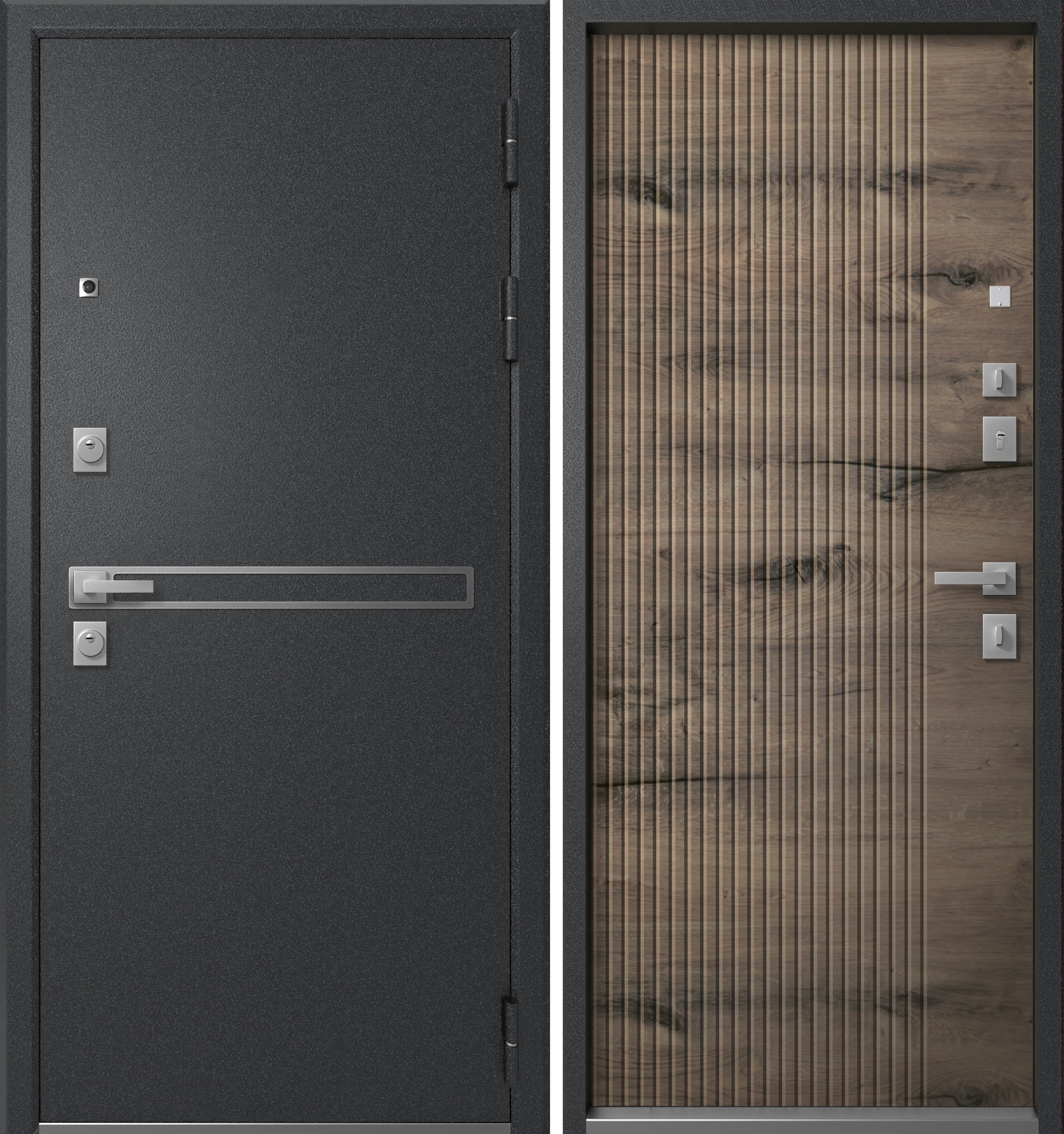 Изображение товара Входная дверь Эталон S-3 правый 205x96см цвет антрацит муар/канадский дуб пацифик
