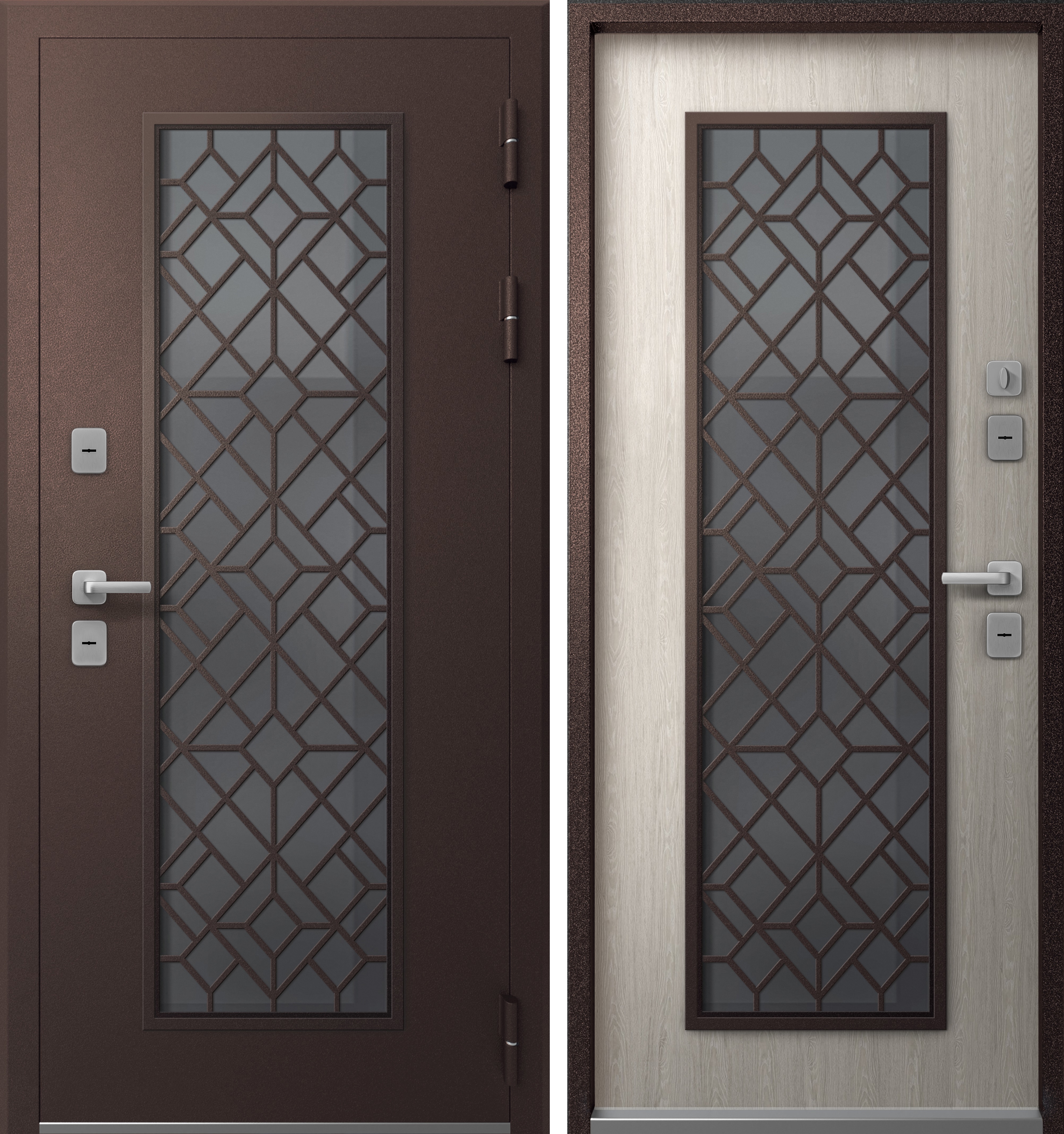 Изображение товара Входная дверь Эталон Термо-СП10 левый 205x86см цвет шоколад муар блеск/дуб полярный