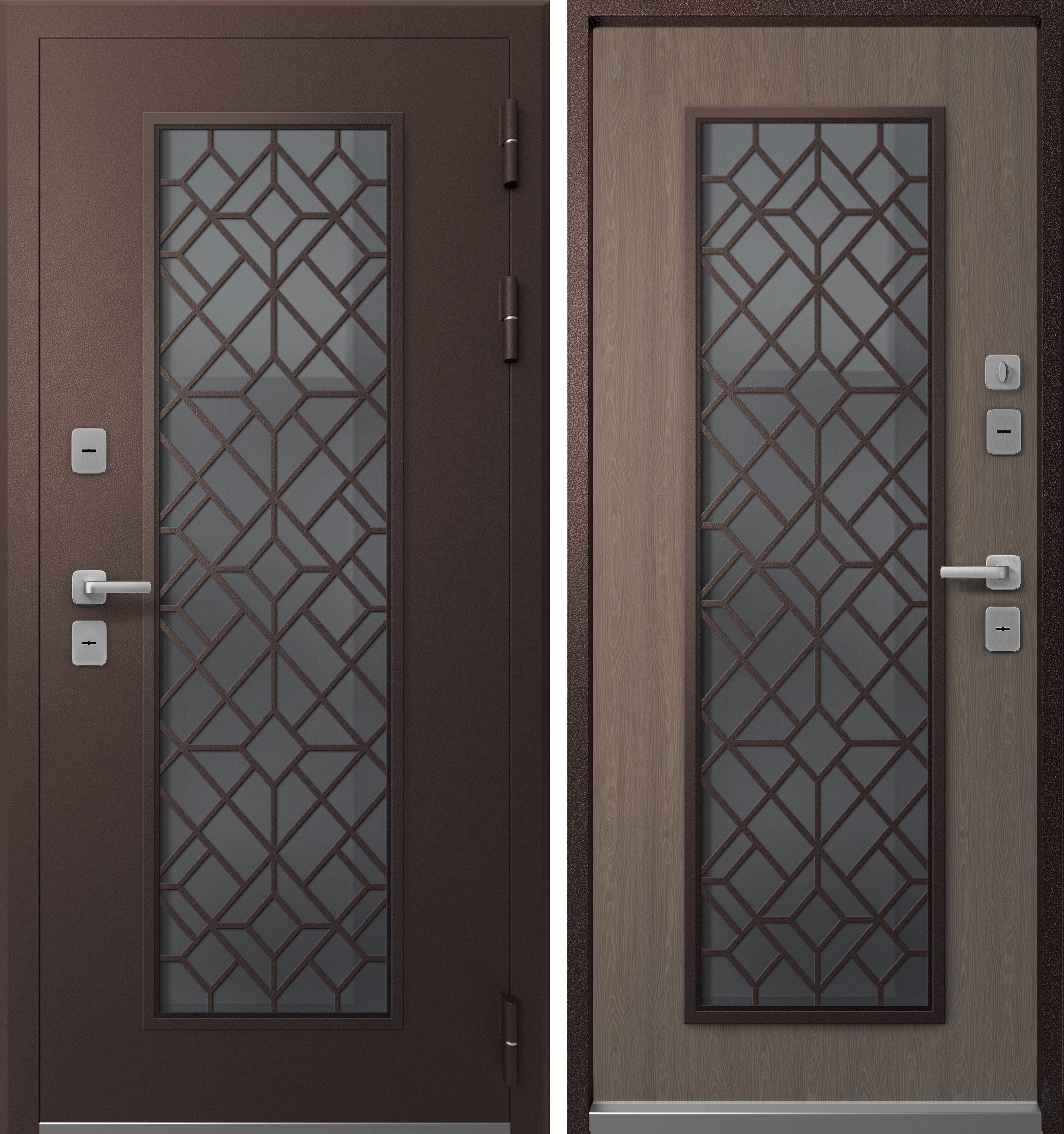 Изображение товара Входная дверь Эталон Термо-СП10 левый 205x86см цвет шоколад муар блеск/орех грецкий