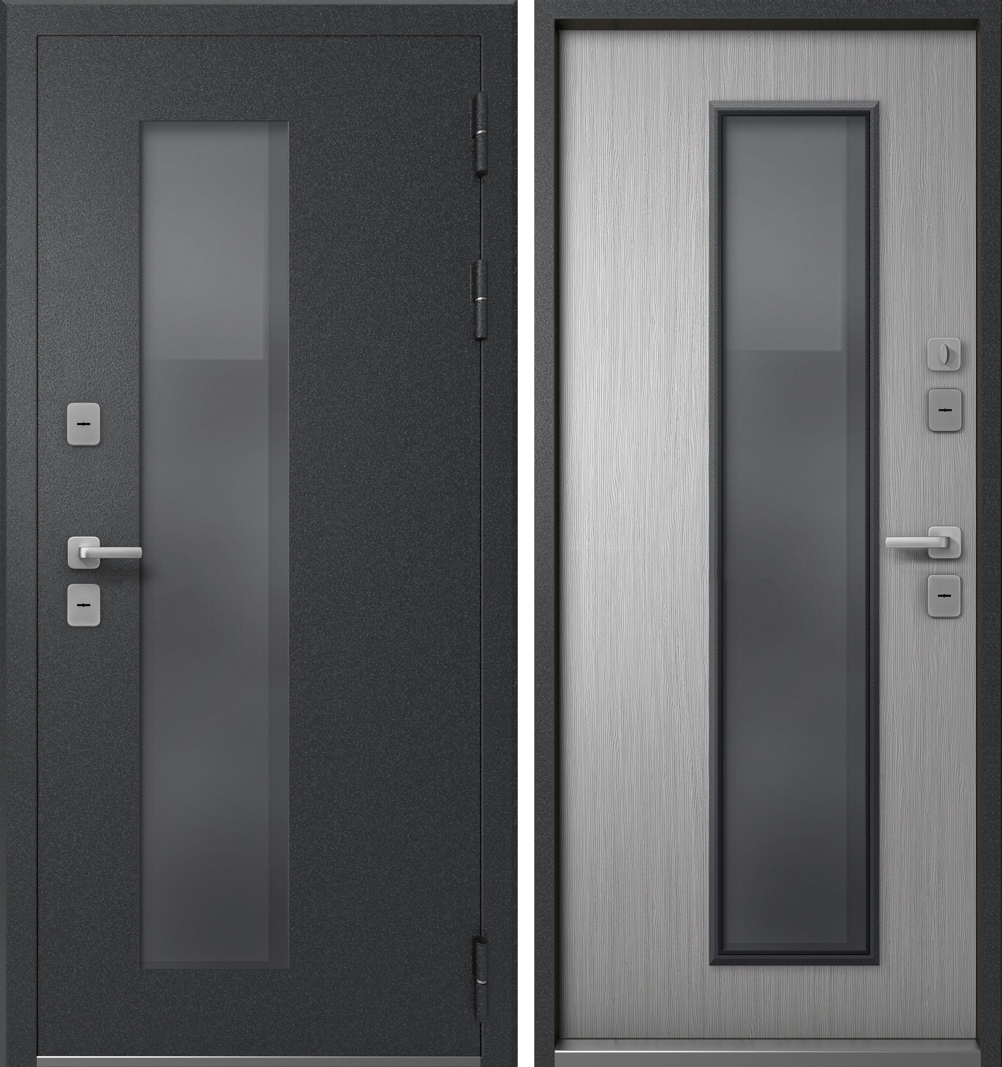 Изображение товара Входная дверь Эталон Термо-СП20 правый 205x86см цвет антрацит муар/ясень ривьера милк