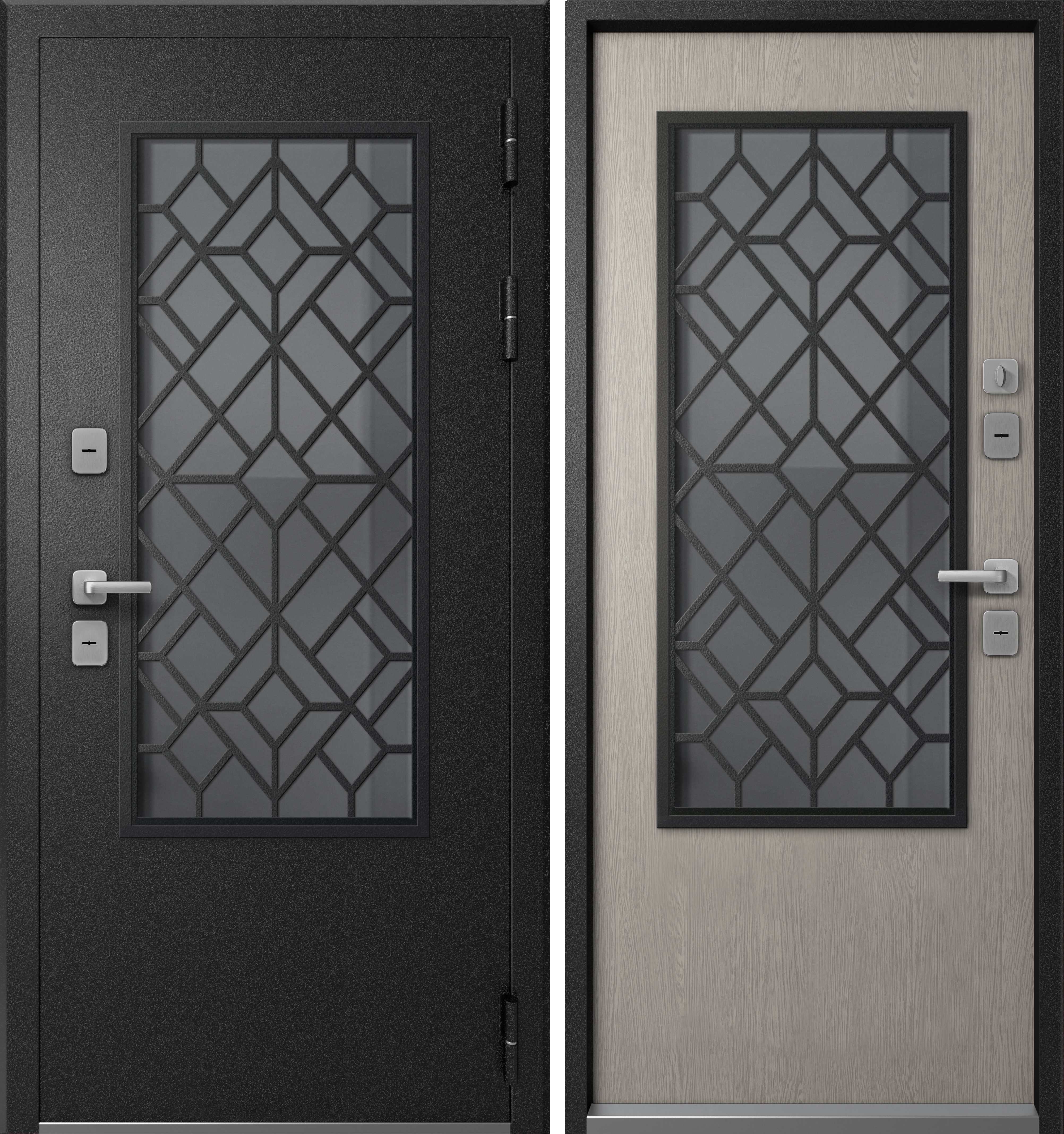 Изображение товара Входная дверь Эталон Термо-СП30 левый 205x86см цвет чёрный букле/астана эш уайт