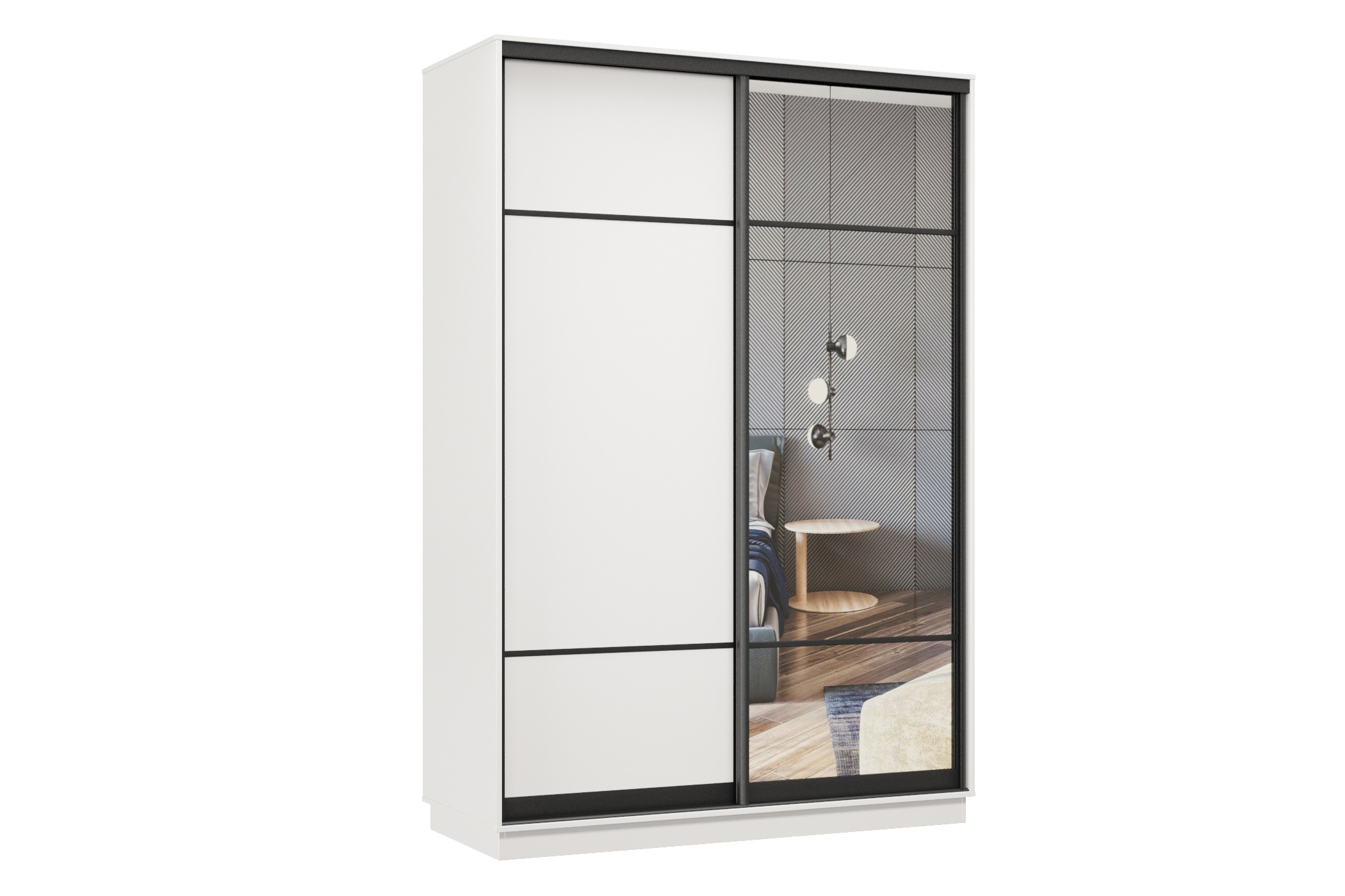 Изображение товара Шкаф-купе Хочу домой Классика Лайт 01 2 двери 220x120x45 см белый с профилем черный муар