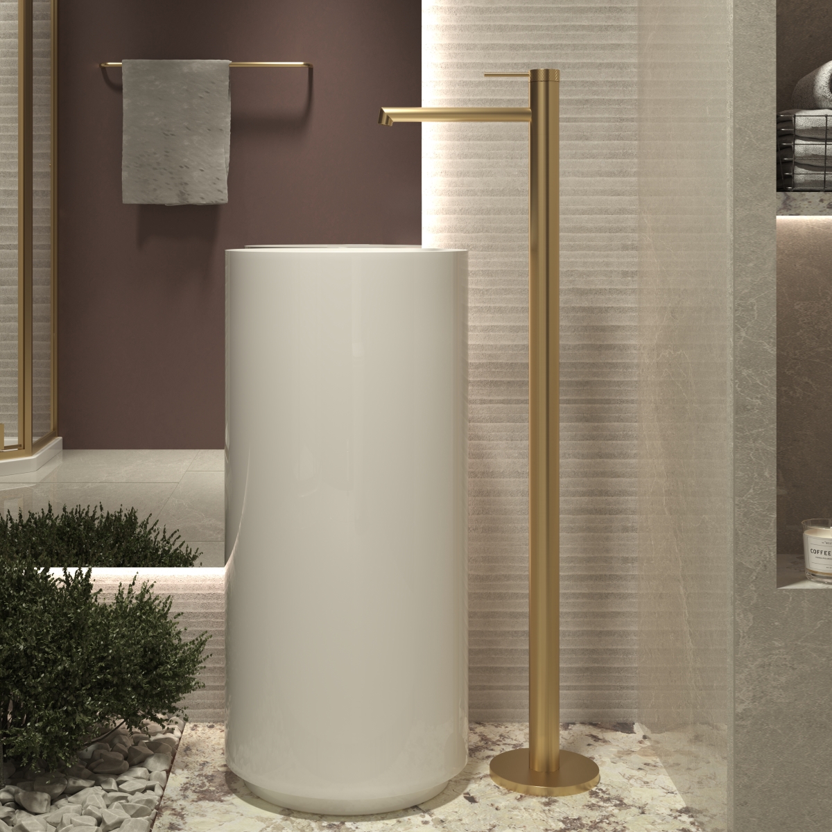 Изображение товара Смеситель VINCEA Rim VFBF-2R1BG Rim с бронзовым золотом — высокий однорычажный