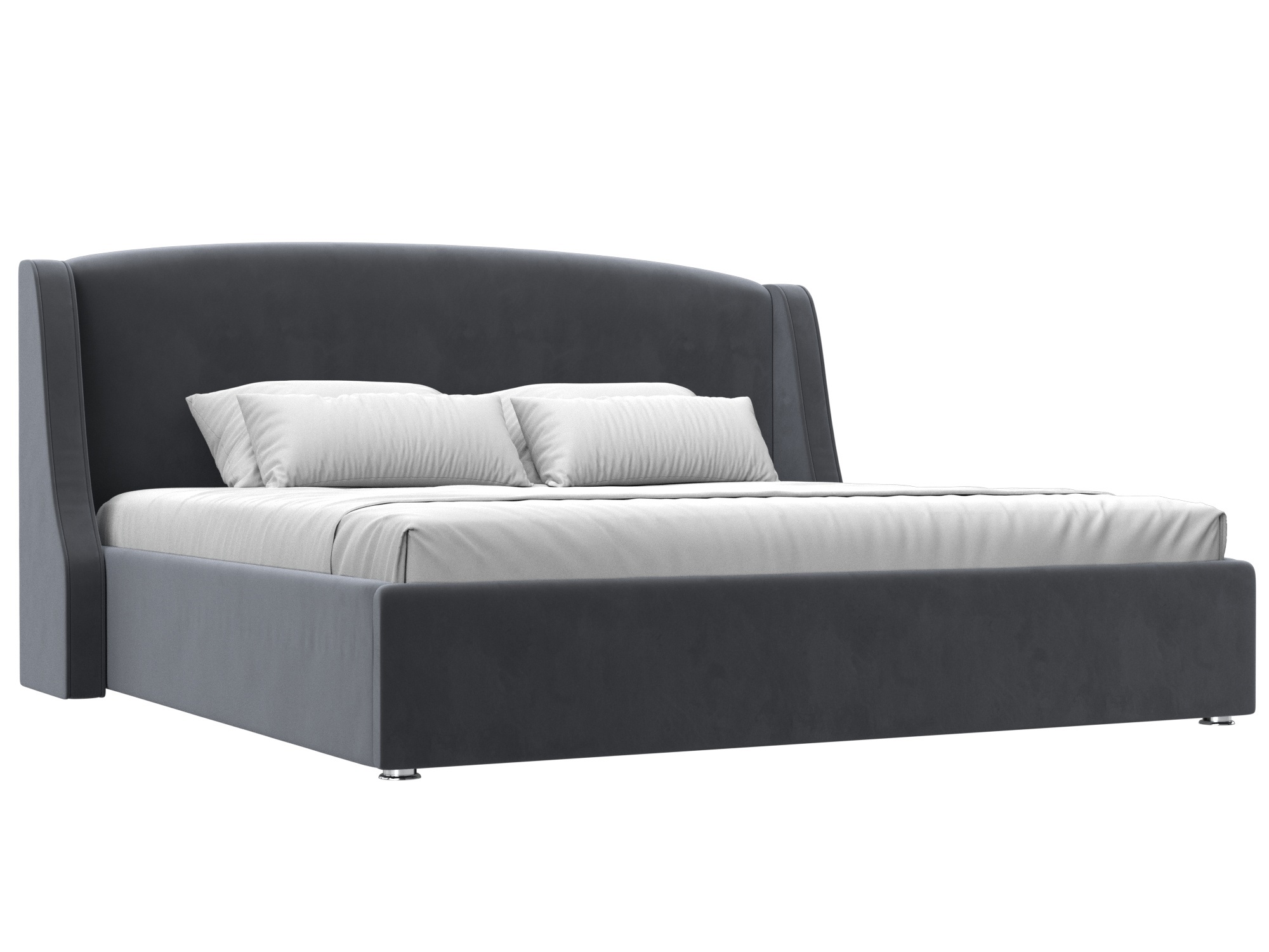 Изображение товара Кровать Лотос 200x200 см с подъемным механизмом и ящиком серого цвета