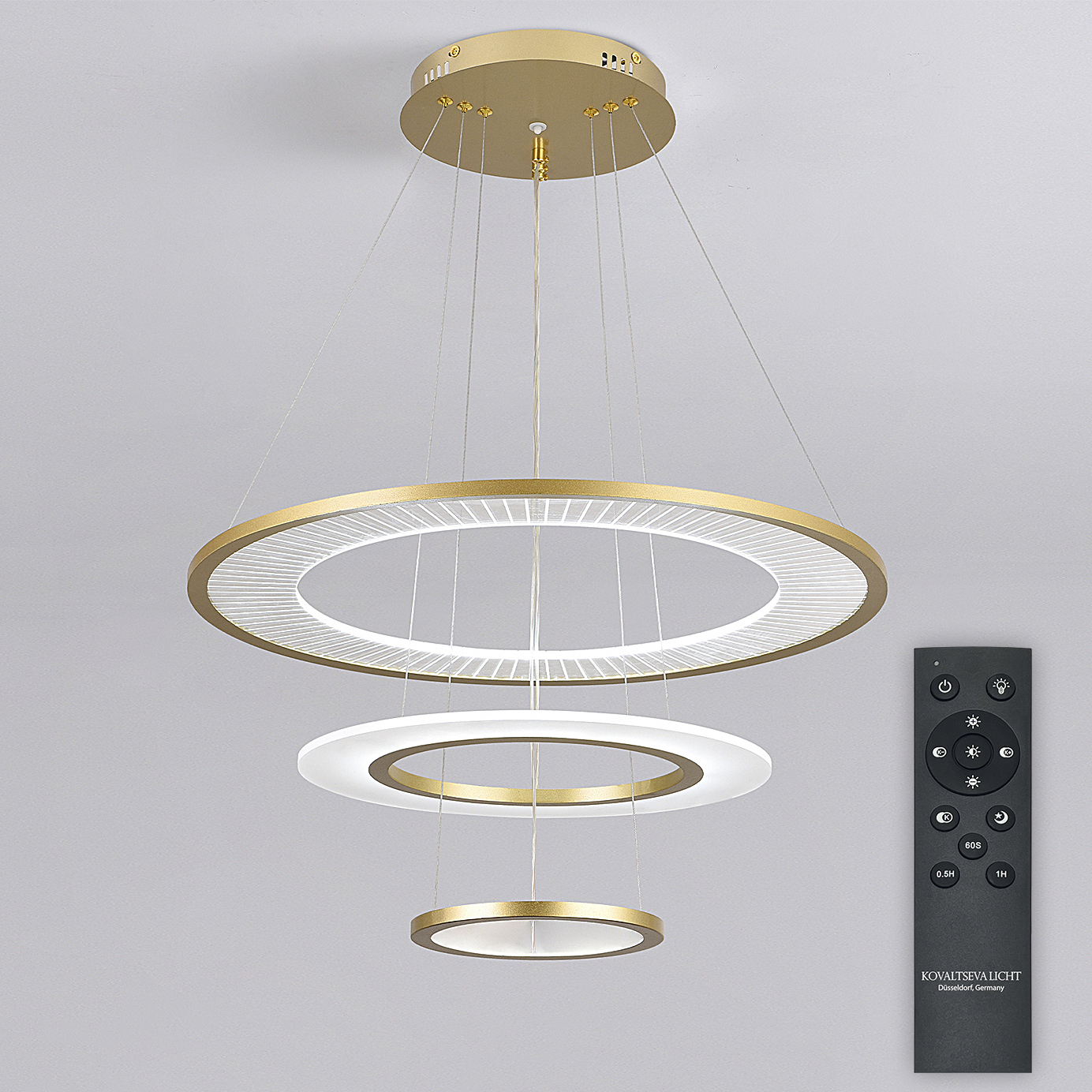 Изображение товара Люстра подвесная светодиодная Natali Kovaltseva Led alfa с пультом управление 25 м² золото