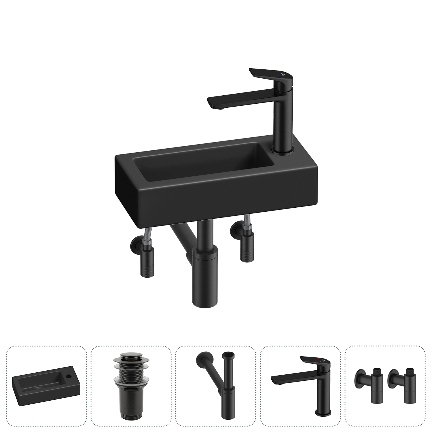 Изображение товара Раковина Lavinia boho bathroom sink 20215879R 37 см черная керамика с комплектом