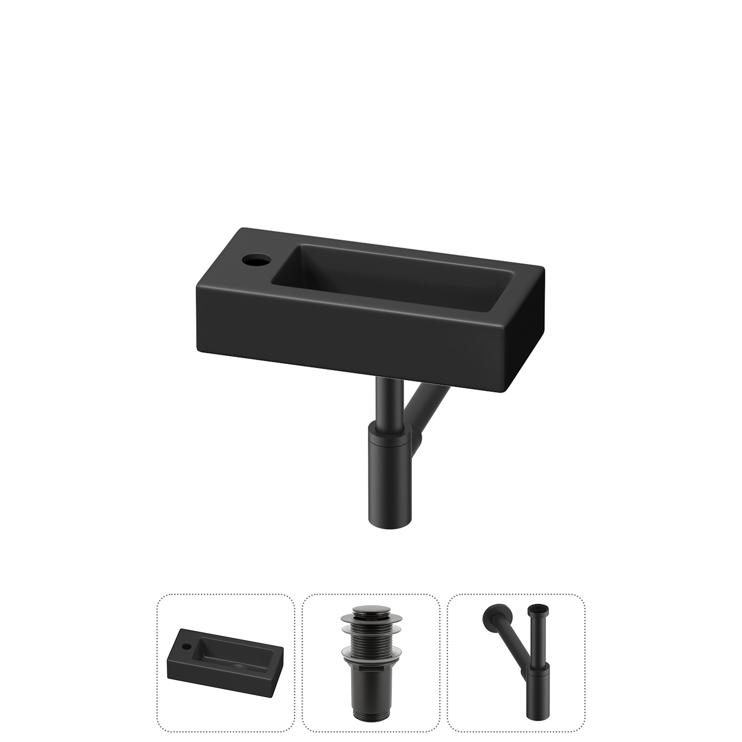 Изображение товара Керамическая раковина Lavinia Boho для ванной белая 37x18 см с донным клапаном