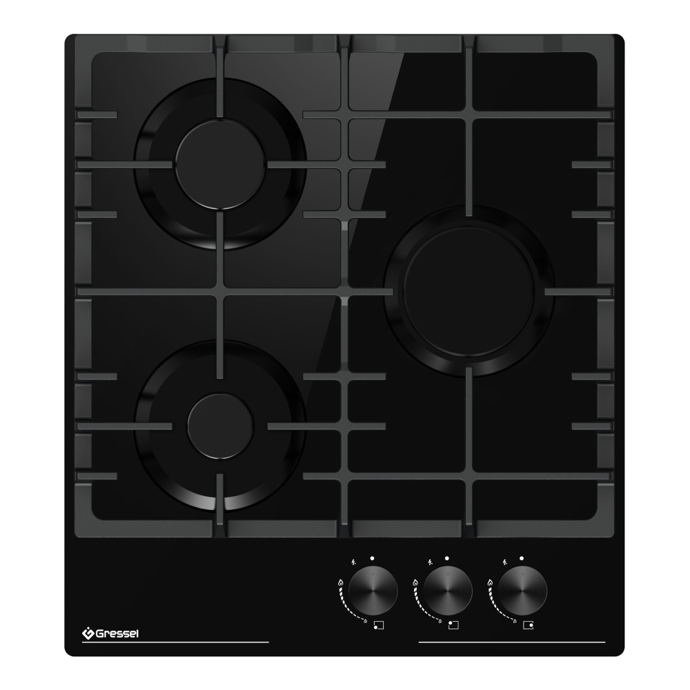 Изображение товара Газовая варочная панель Gressel U45H30S088 45 см 3 конфорки черный цвет