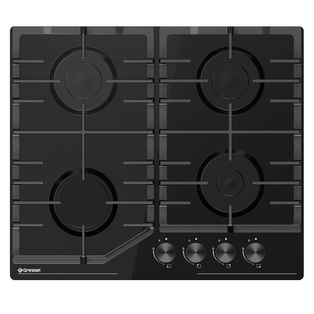 Изображение товара Газовая варочная панель Gressel U60H40S088 59 см 4 конфорки цвет черный