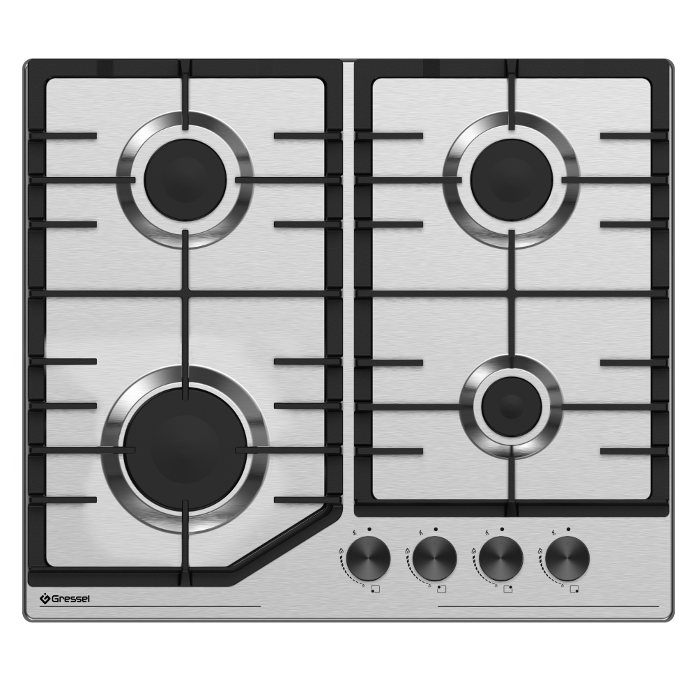 Изображение товара Газовая варочная панель Gressel U60V40M088 59 см 4 конфорки нержавеющая сталь