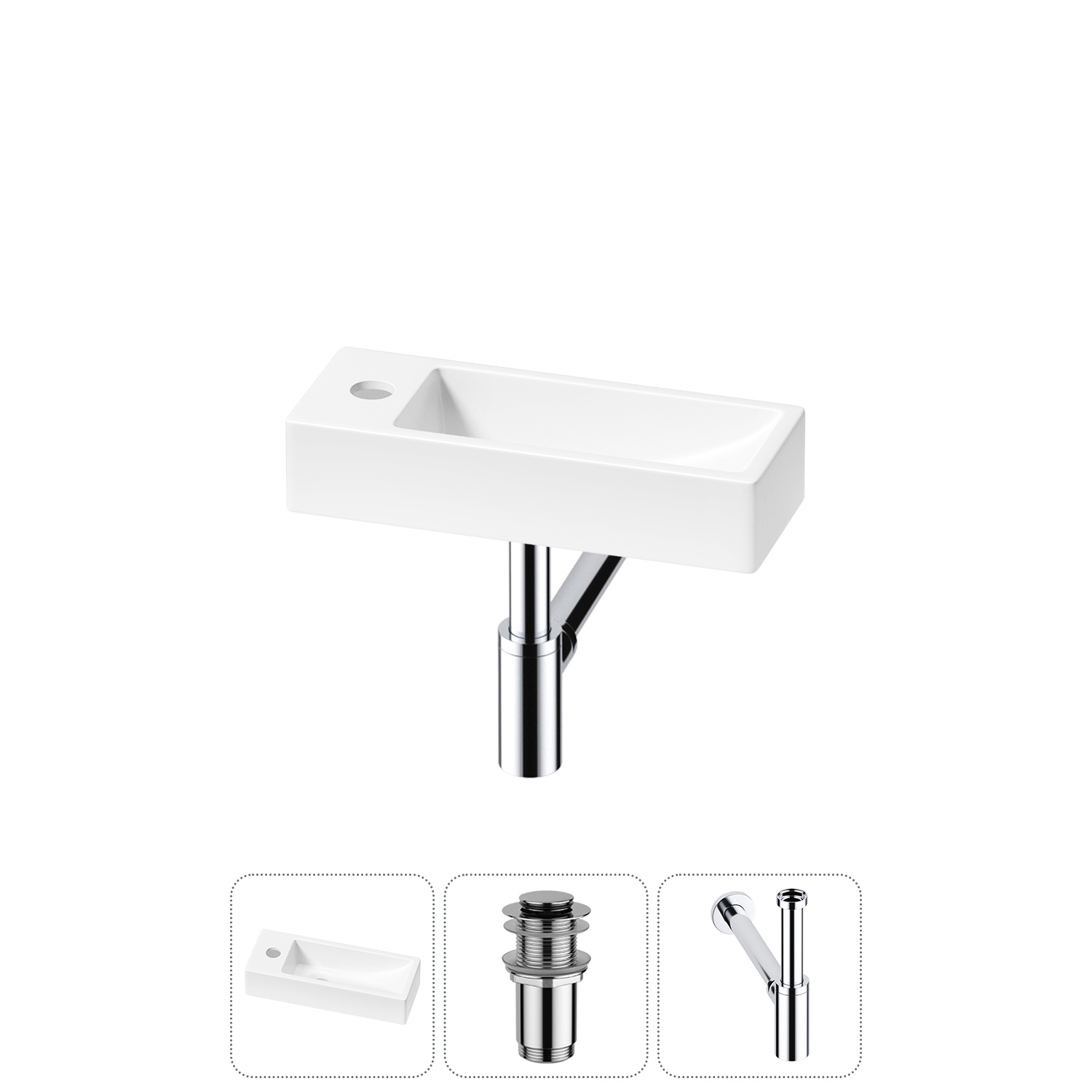 Изображение товара Раковина Lavinia Boho Bathroom Sink 20215913R 38 см глянцевая белая с донным клапаном и сифоном