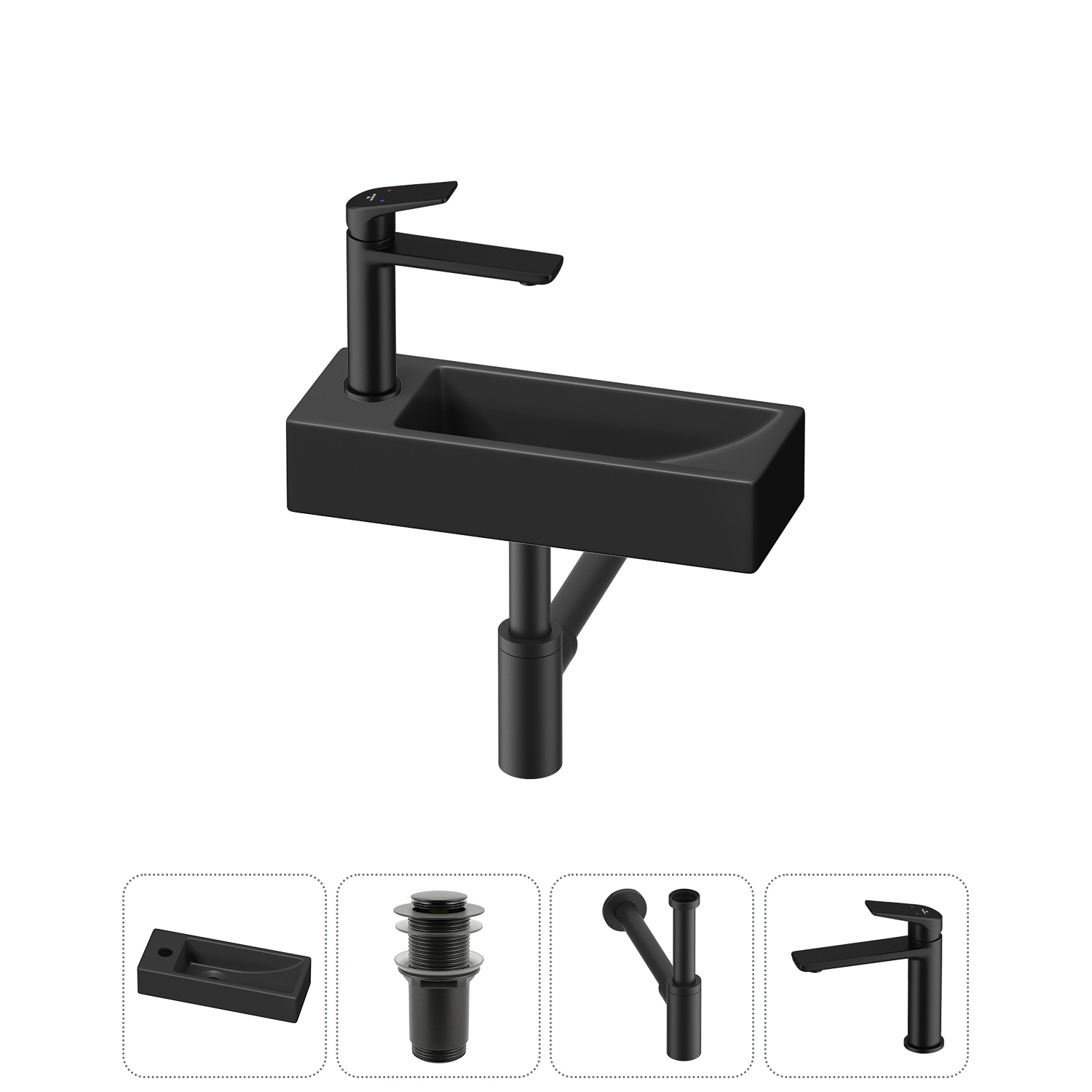 Изображение товара Раковина Lavinia boho Bathroom Sink 38см черный с сифоном и смесителем