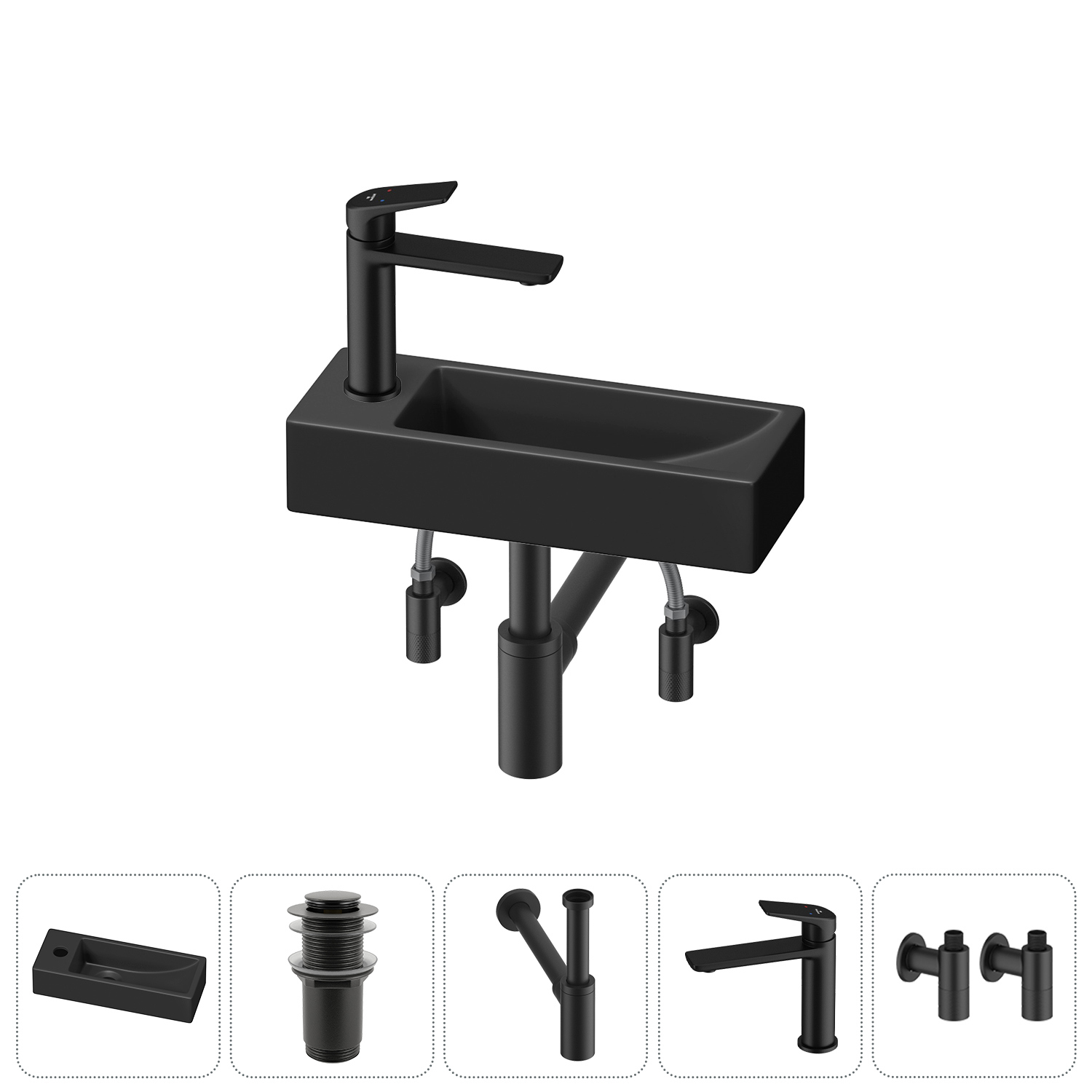 Изображение товара Раковина Lavinia boho bathroom sink 20215935R 38 см черная комплект 5 в 1