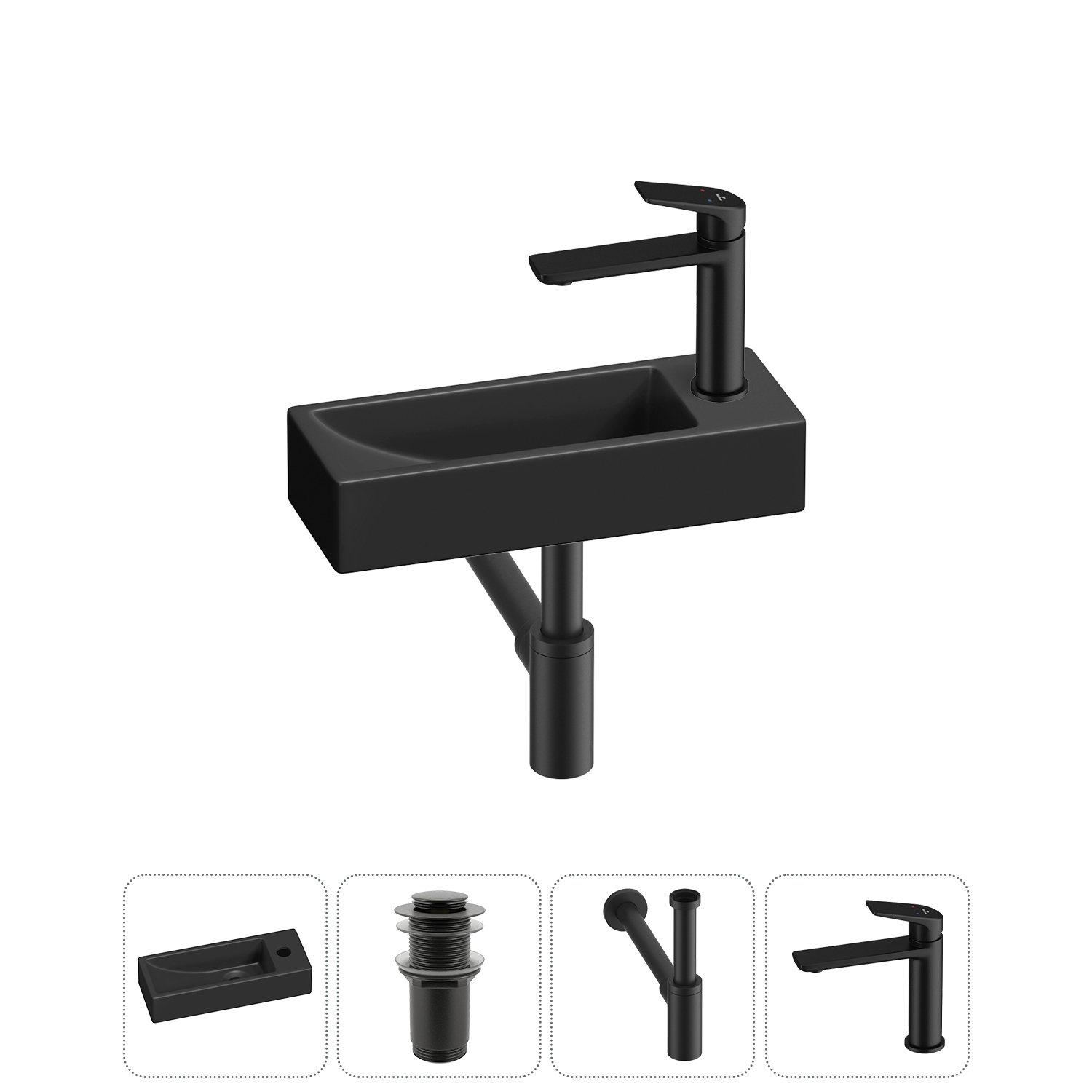 Изображение товара Раковина Lavinia boho 38см матовый черный с донным клапаном и сифоном