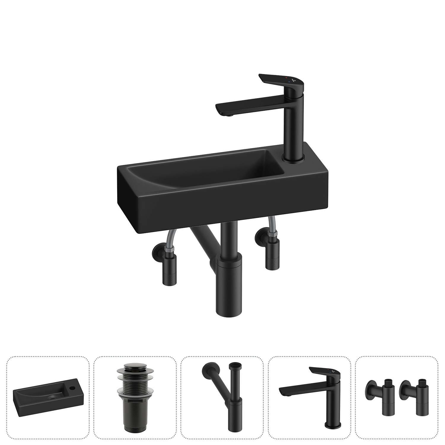 Изображение товара Раковина Lavinia boho bathroom sink 38 см черная комплект 5 в 1 Германия