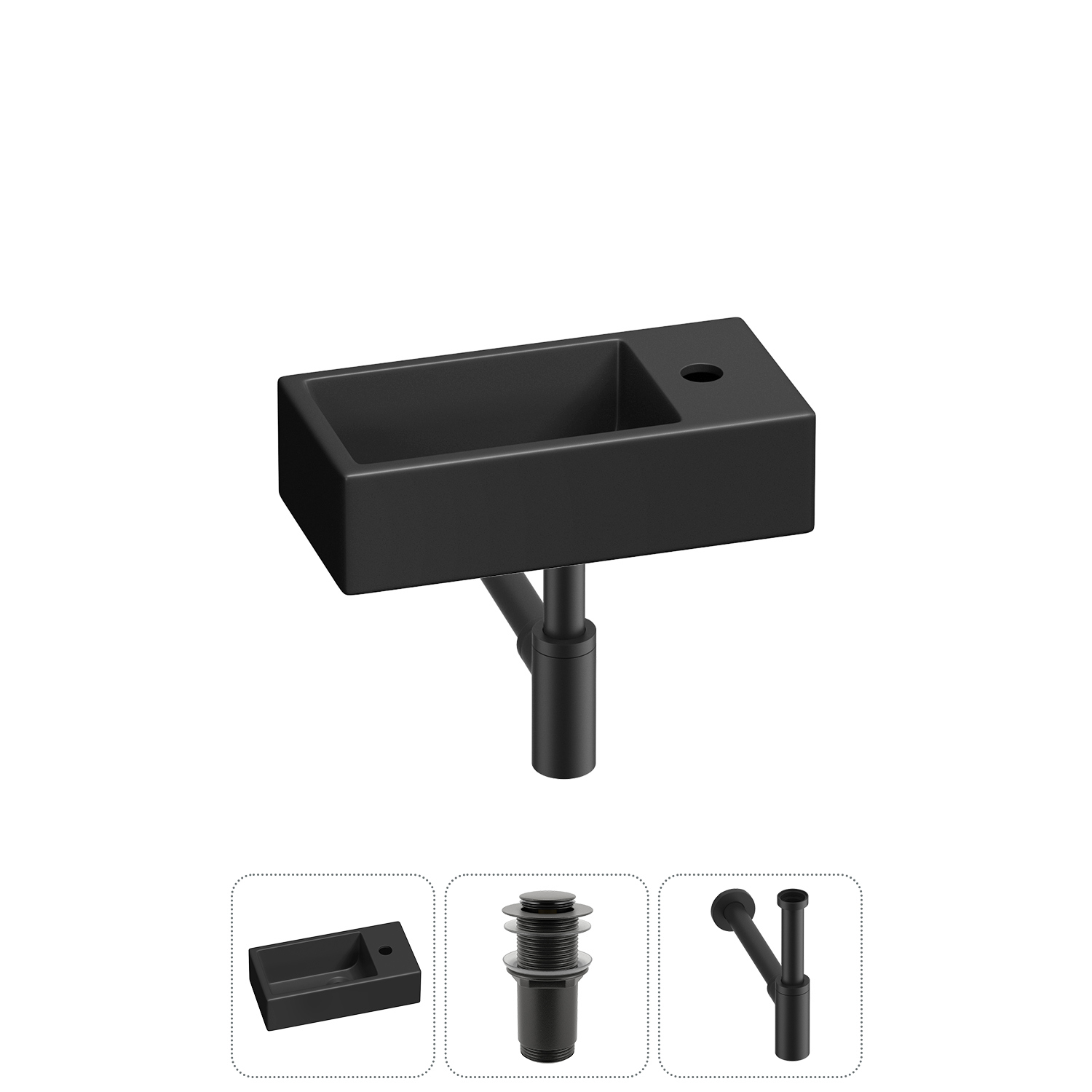 Изображение товара Раковина Lavinia Boho bathroom sink 40 см черная 3 в 1 донный клапан сифон