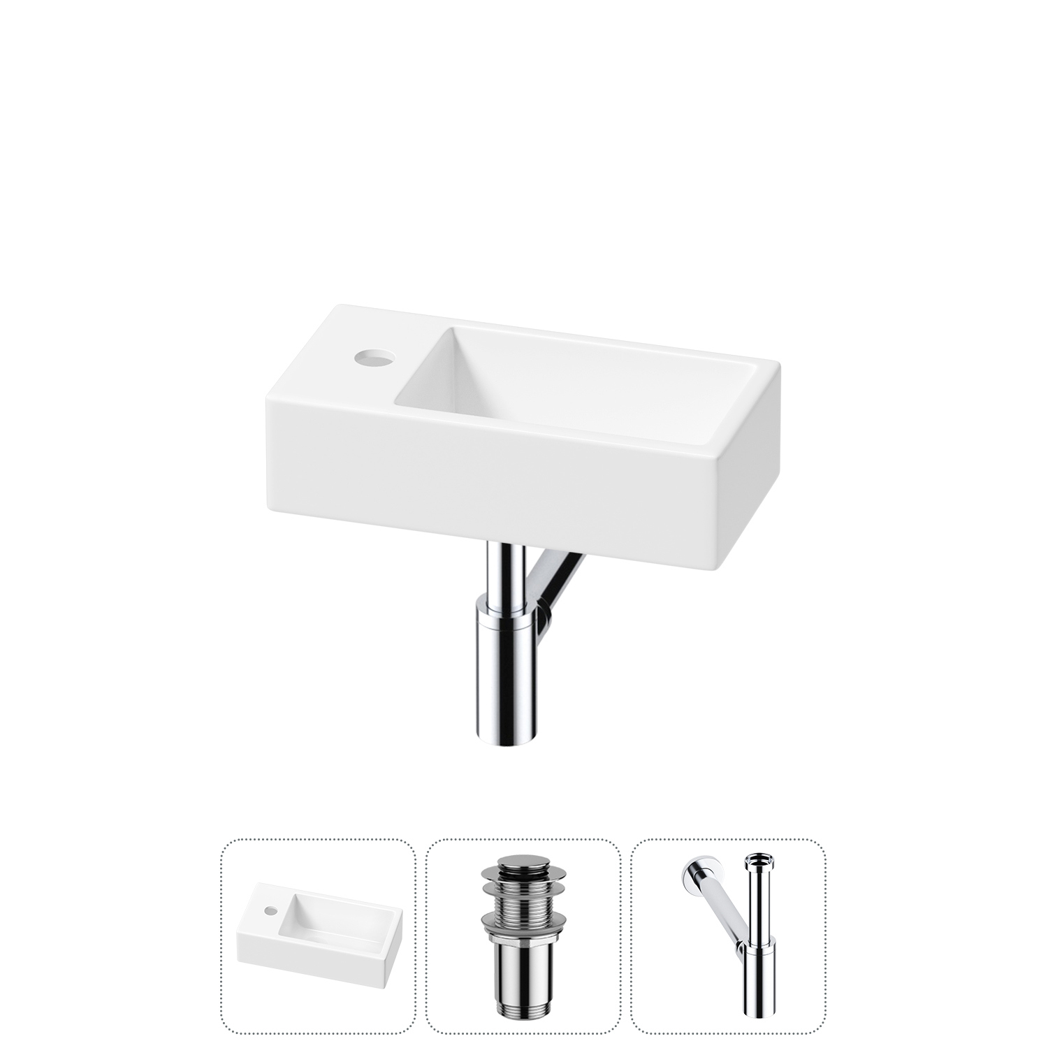 Изображение товара Раковина Lavinia boho bathroom sink 40x11x20 см белая с донным клапаном и сифоном