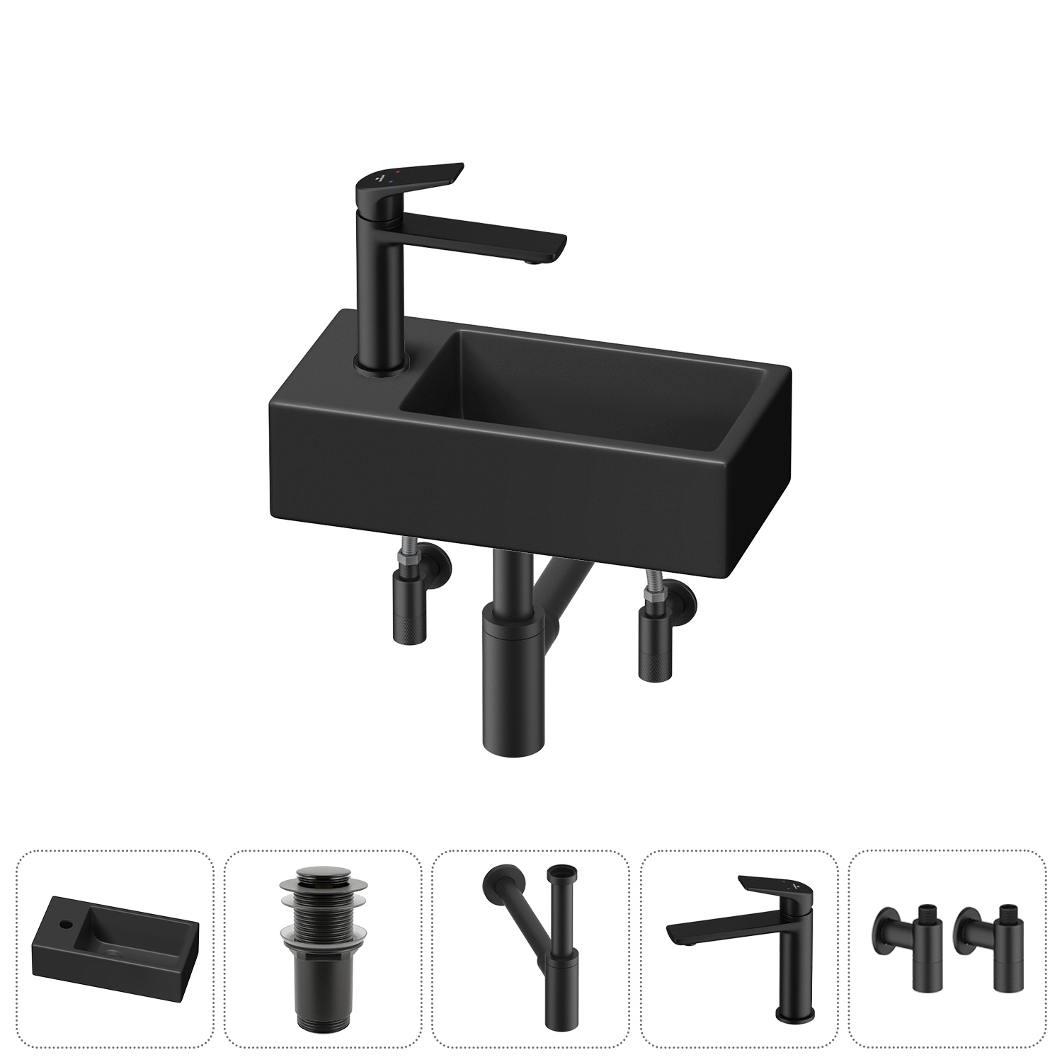 Изображение товара Раковина Lavinia Boho Bathroom Sink 20216019R 40см черная с набором komplet