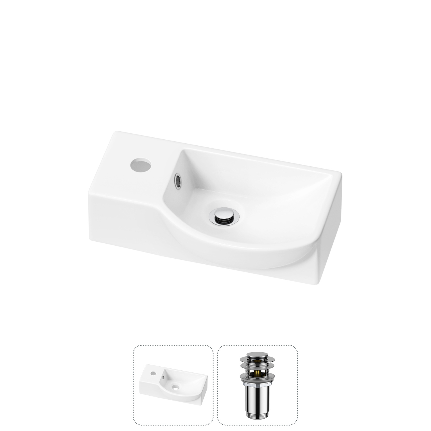 Изображение товара Раковина Lavinia boho bathroom sink 20216021R 40см с донным клапаном и отверстием слева