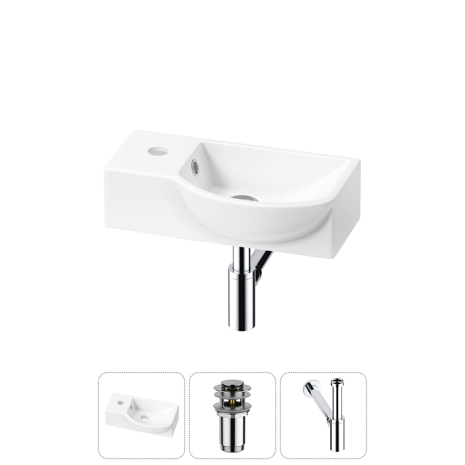 Изображение товара Раковина Lavinia boho bathroom sink 40 см белая с донным клапаном и сифоном