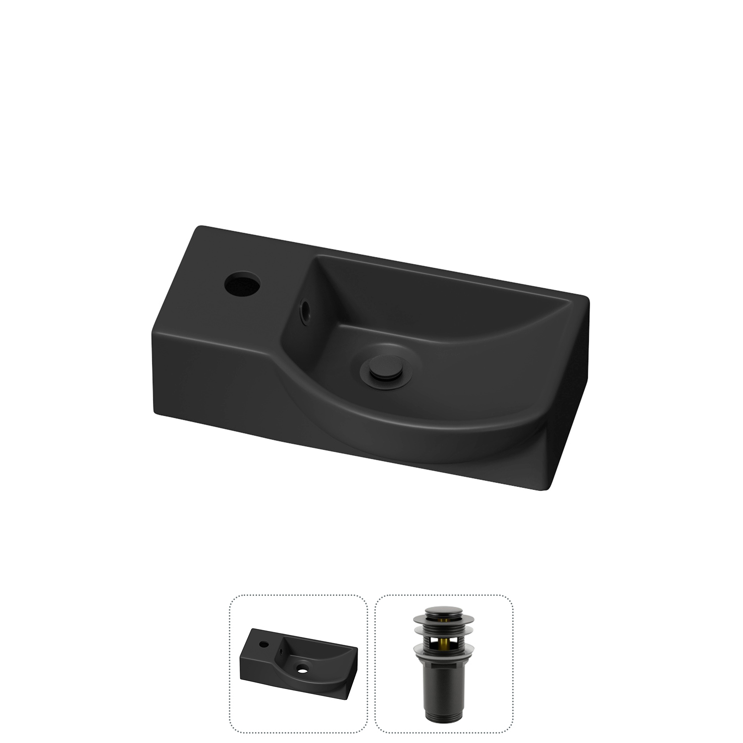 Изображение товара Раковина Lavinia Boho Bathroom Sink 40 см 2 в 1 донный клапан черная матовая