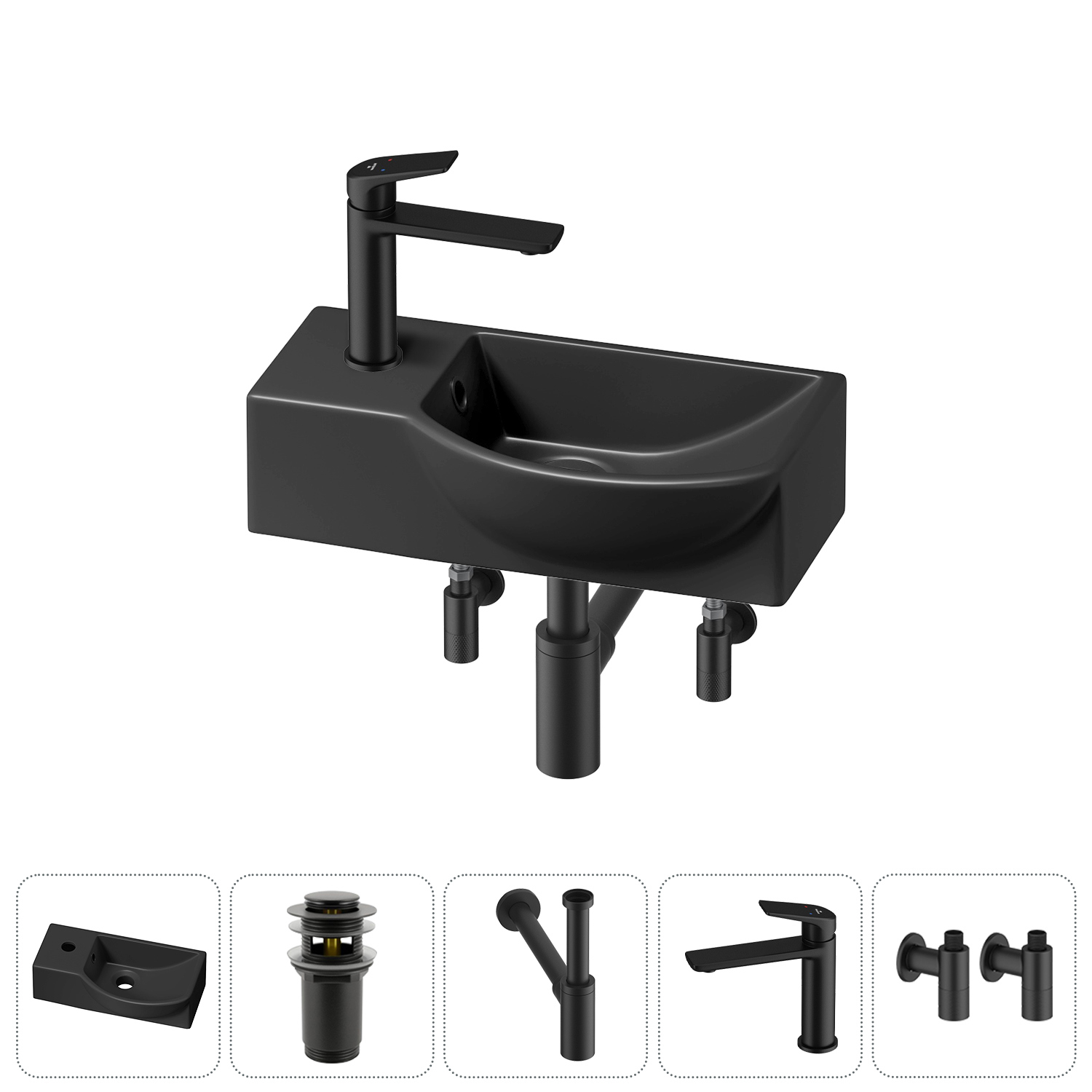 Изображение товара Раковина Lavinia boho bathroom sink 20216047R 40см цвет раковина 5 в 1: донный клапан, сифон, смеситель, вентили