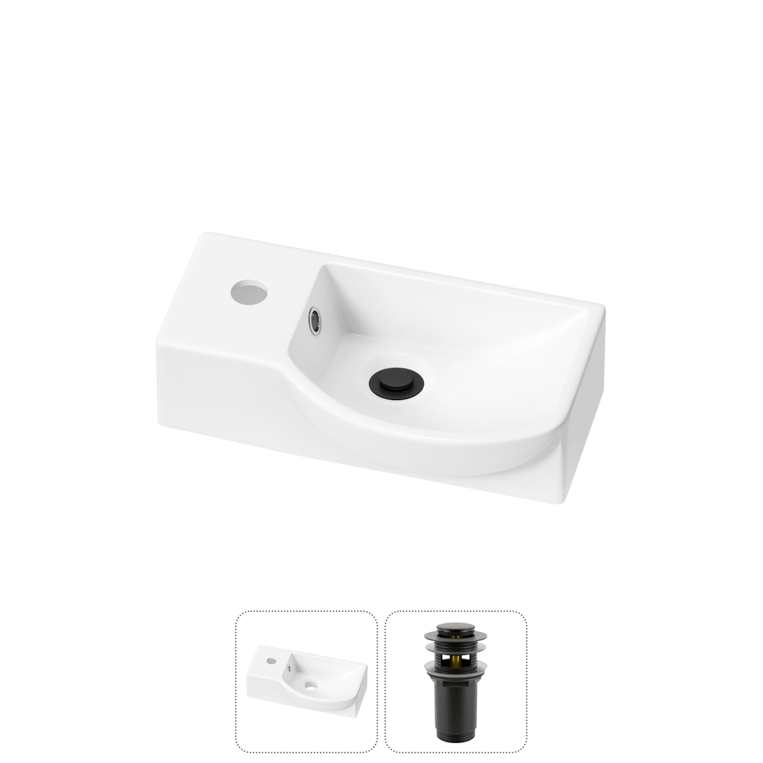 Изображение товара Раковина Lavinia boho bathroom sink 20216022R 40см глянцевая белая с донным клапаном