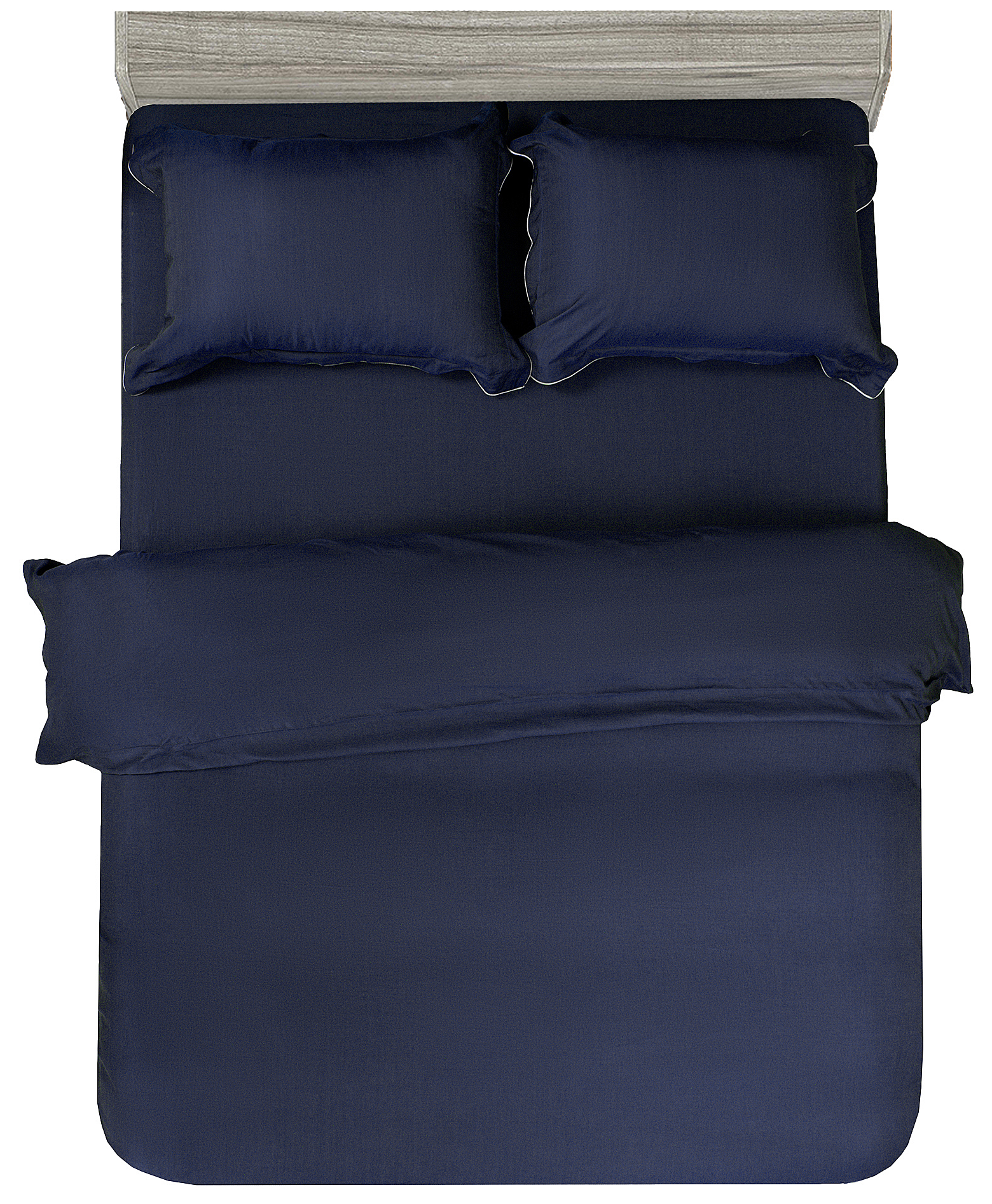 Комплект постельного белья Amore Mio Denim семейный тенсель синий - 3