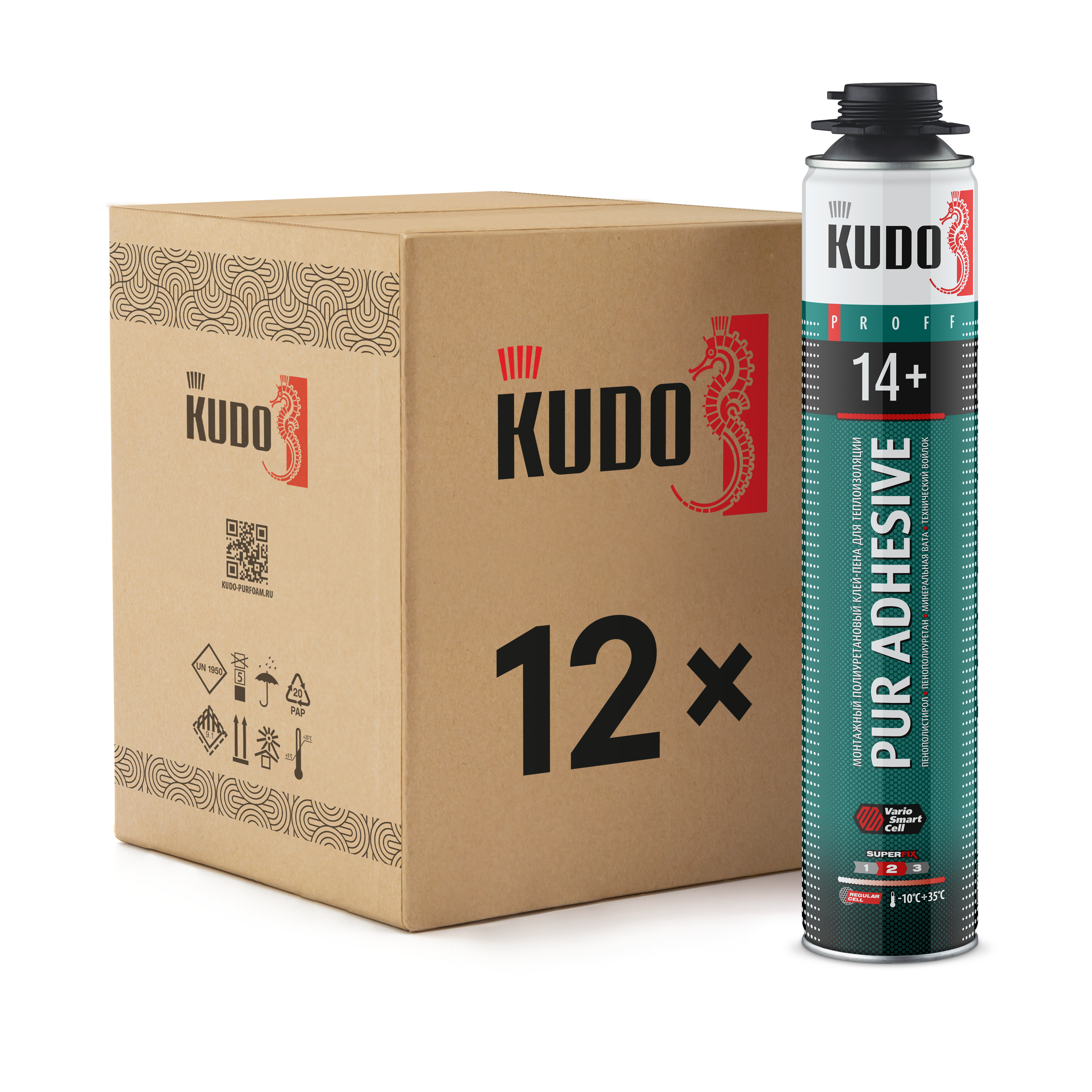 Изображение товара Клей-пена Kudo PUR Adhesive Proff 14 для теплоизоляции 1000 мл