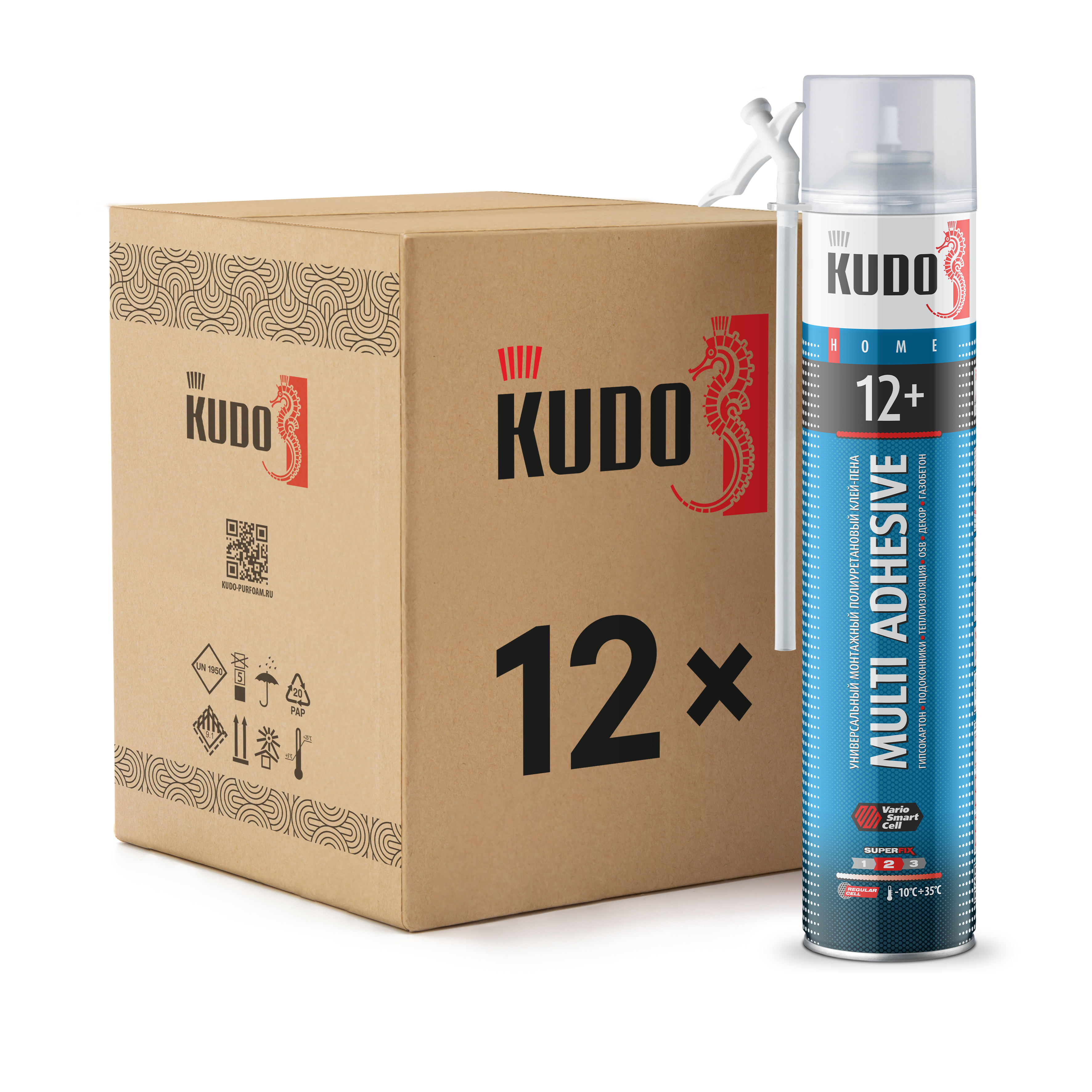 Изображение товара Клей-пена Kudo универсальный монтажный multi adhesive home 12+ 1000 мл 12 шт