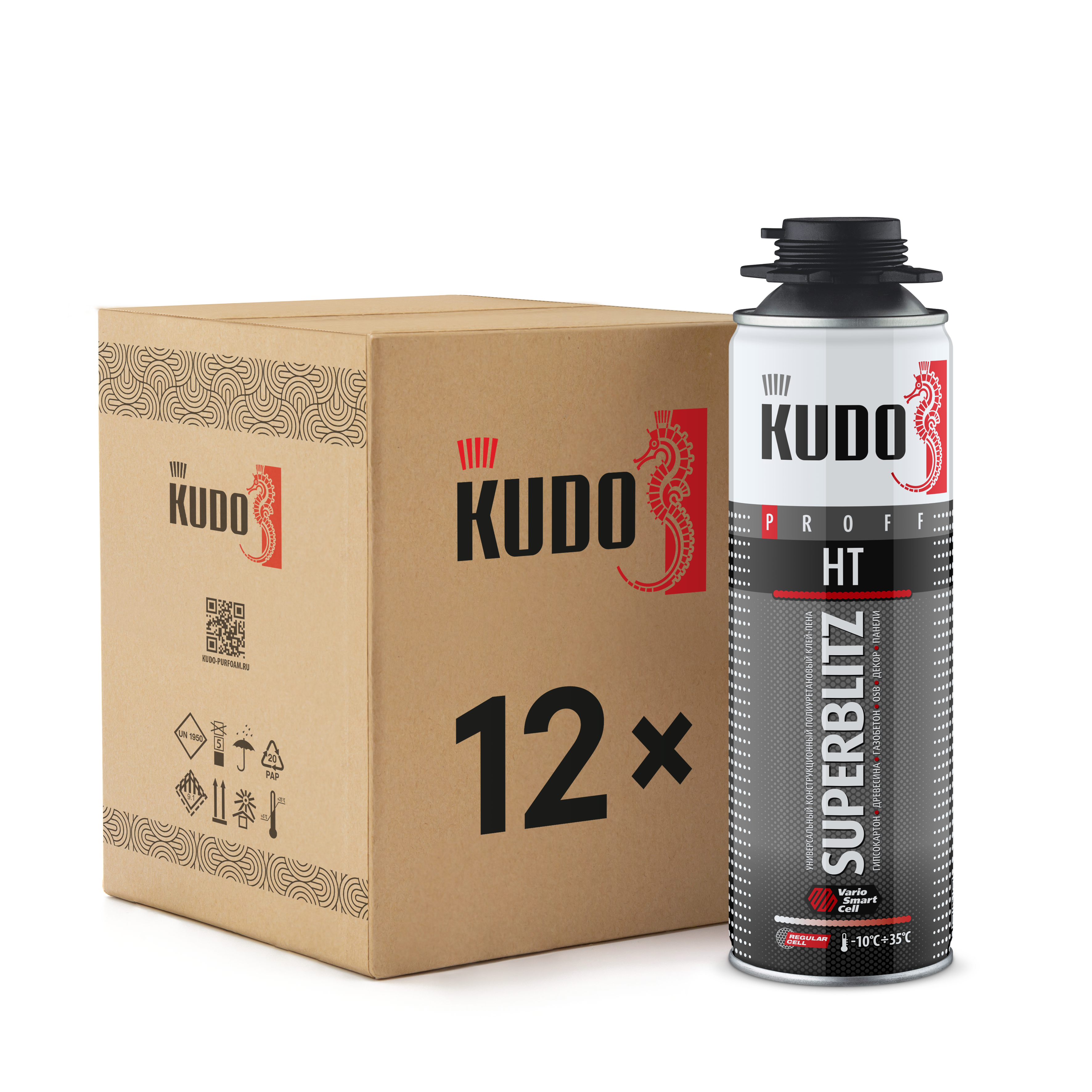 Изображение товара Клей-пена Kudo конструкционный профессиональный superblitz ht 650 мл 12 шт