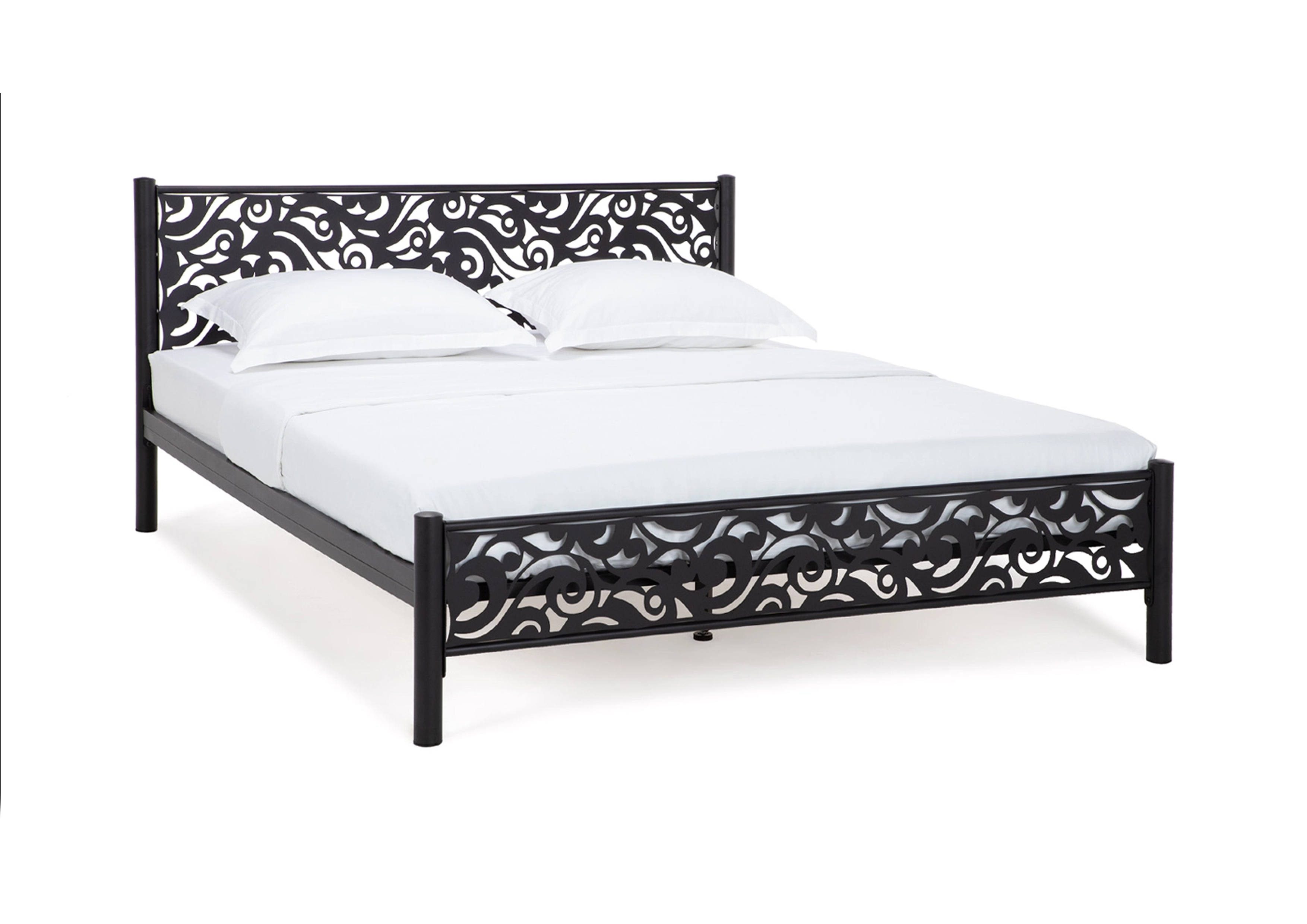 Изображение товара Кровать Парма 200x140 см черная современная металлическая с полкой и ножками