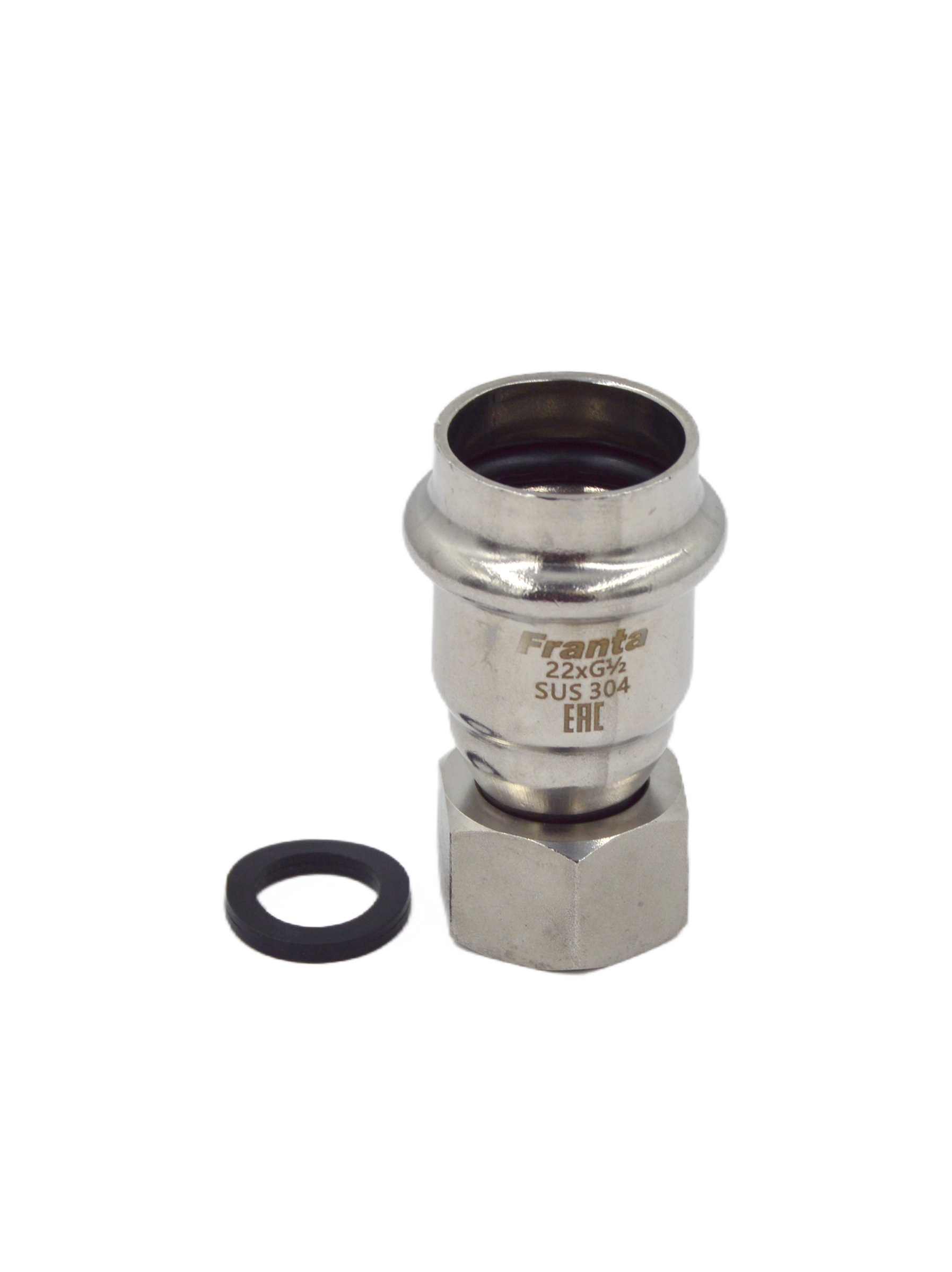 Изображение товара Переходник Franta 1/2"x22 мм ВР-ВПр нержавеющая сталь Aisi 304 V16221200G