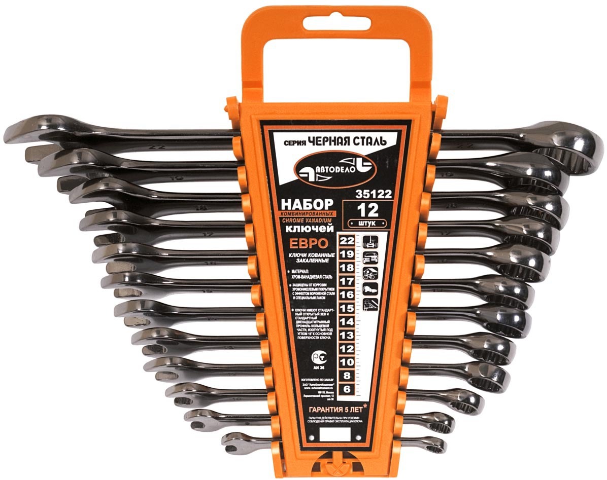 Изображение товара Набор комбинированных ключей АвтоДело 35122 12 шт 6-22 мм высокого качества Изображение товара Набор комбинированных ключей АвтоДело 35122 12 шт 6-22 мм высокого качества