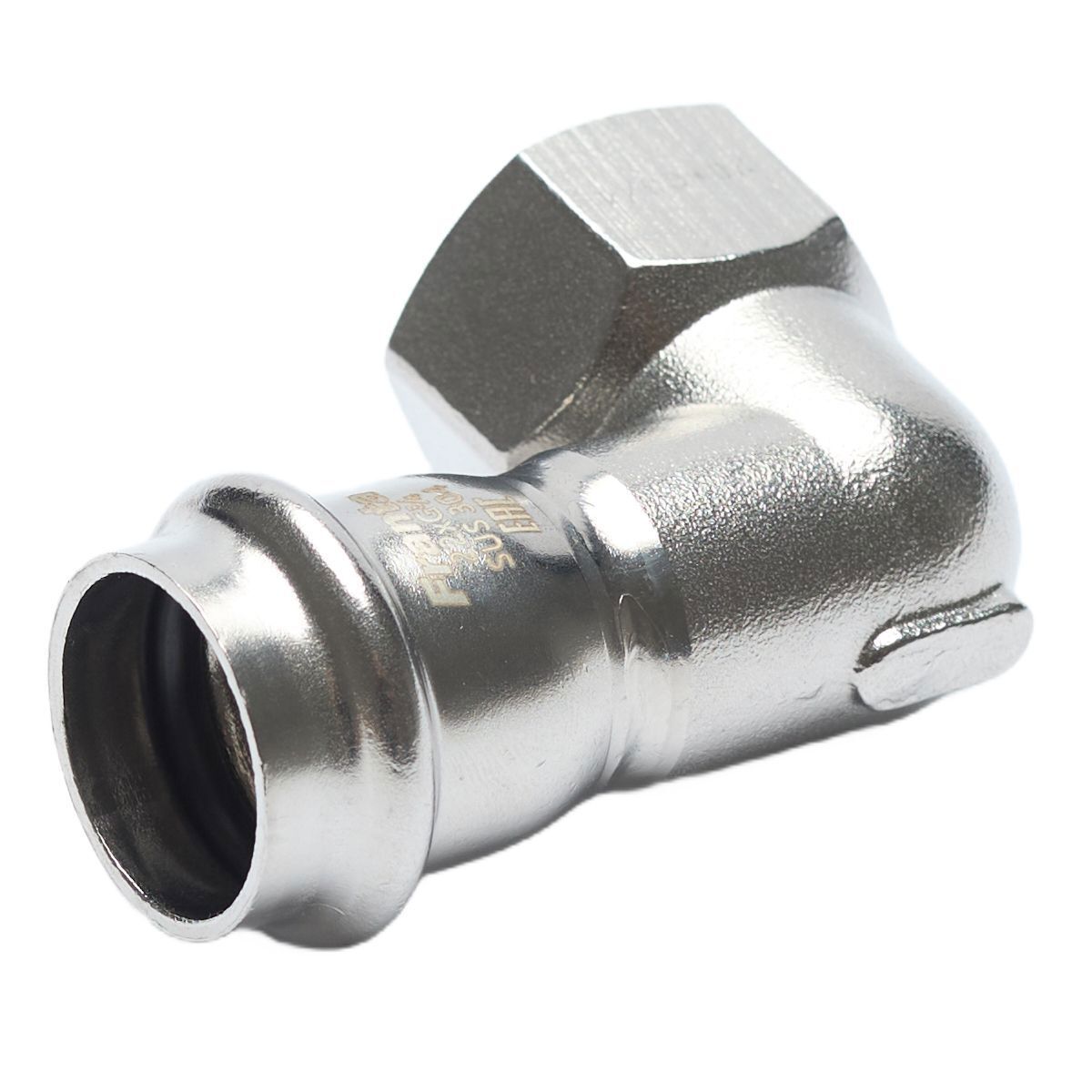 Изображение товара Адаптер угловой ВР-ВПр 1/2"x28 мм из нержавеющей стали Franta