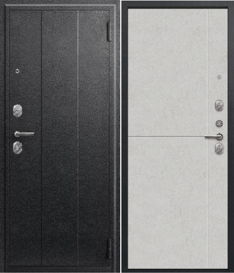 Изображение товара Входная дверь Hit Н-05 левый 205x86см цвет чёрный сатин/бетон светлый