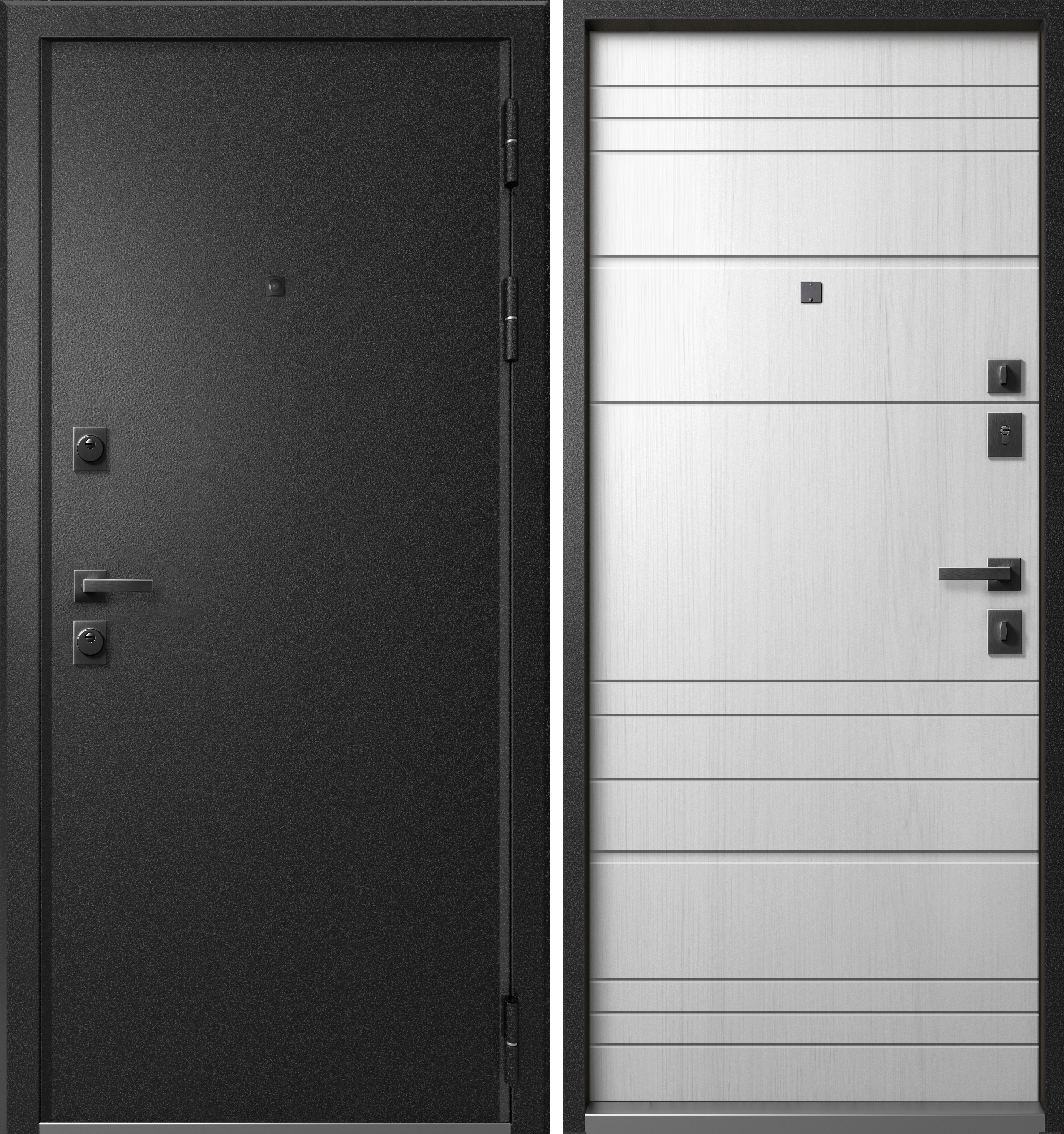 Изображение товара Входная дверь Эталон S-4 левый 205x86см цвет чёрный муар/ясень дип графит