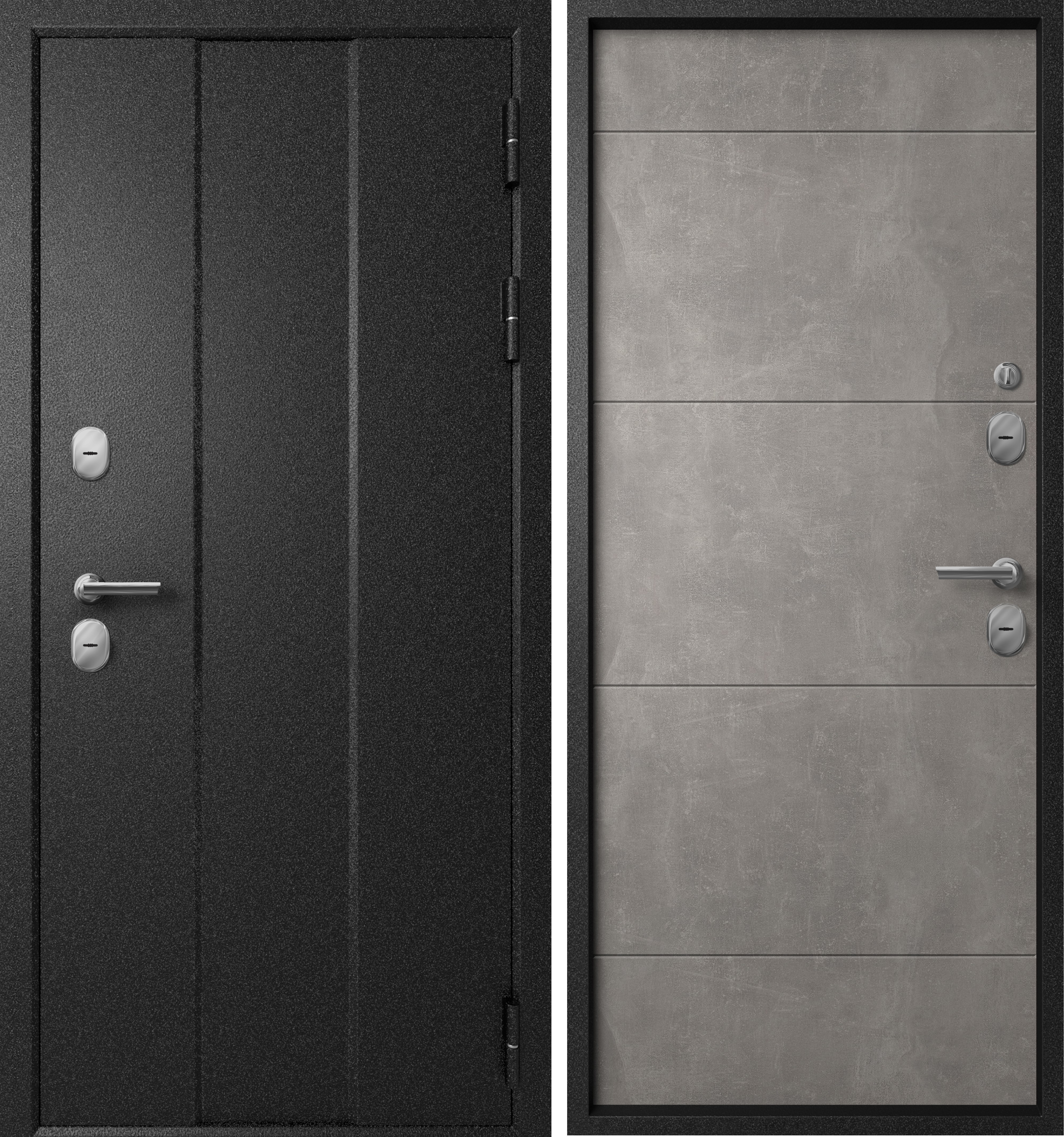 Изображение товара Входная дверь Эталон Термо-6 правый 205x96см цвет чёрный букле/бетон серый