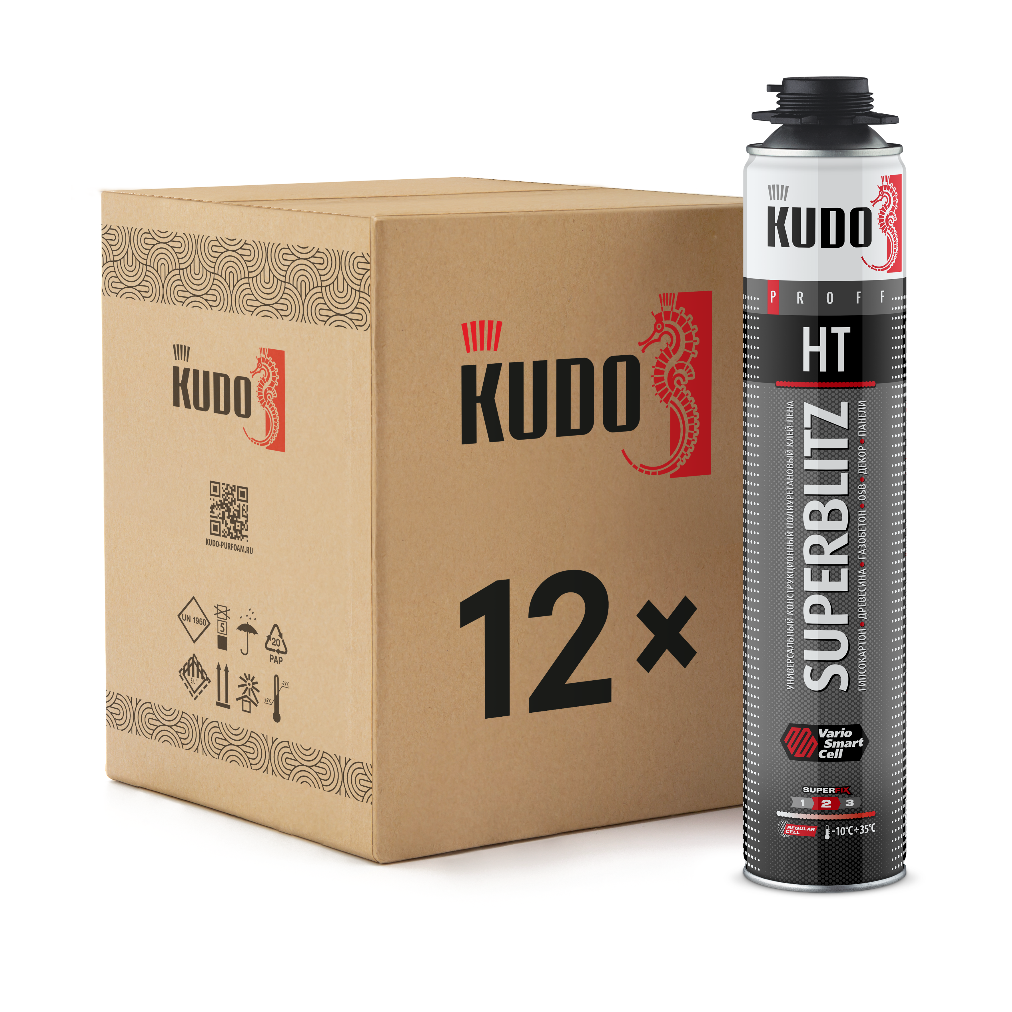 Изображение товара Пена монтажная профессиональная Kudo Kupp10b13sbht 500 можно окрашивать всесезонная 1000 мл 12 шт